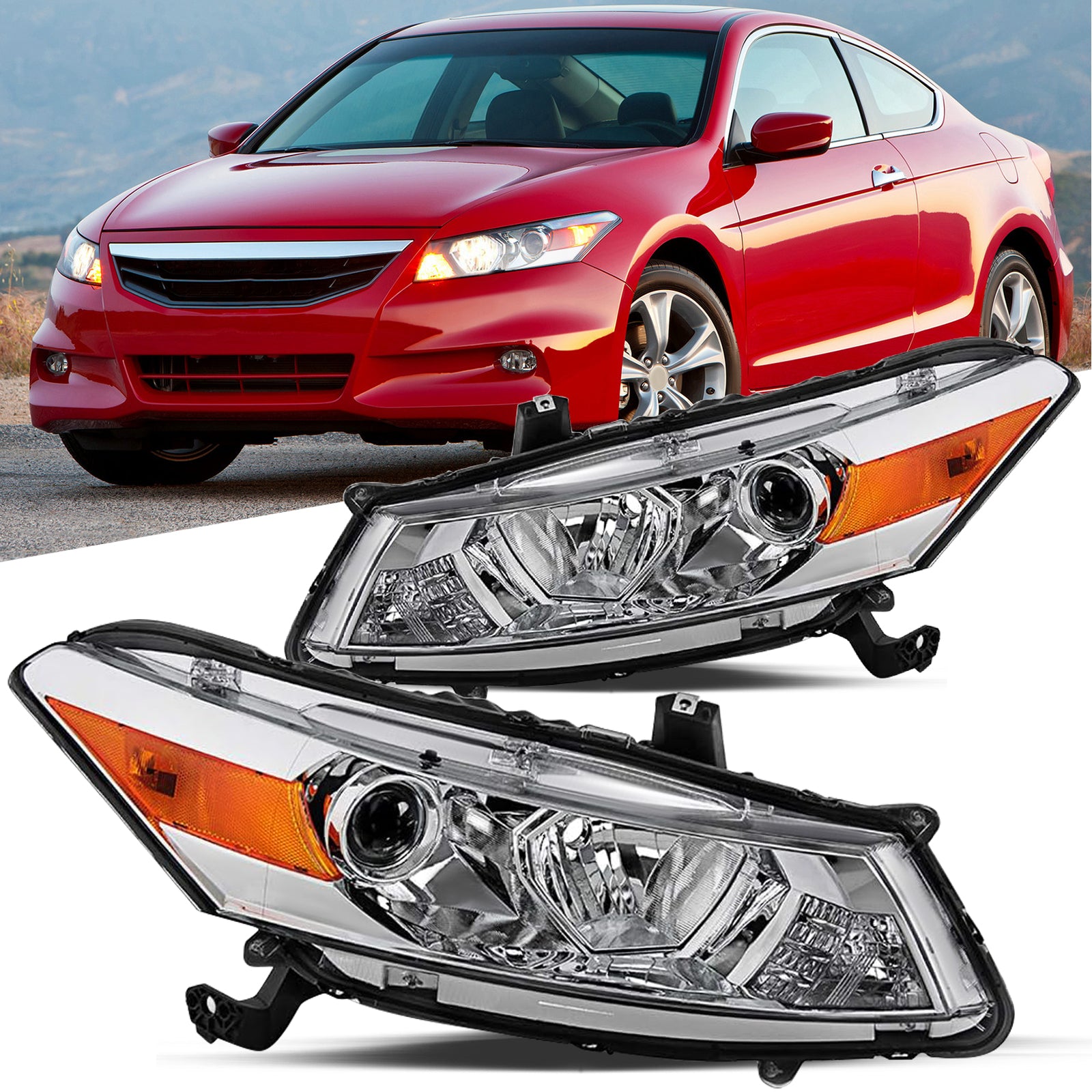 VehicleAid Headlights For 2008-2012 Honda Accord 2-Door Coupe