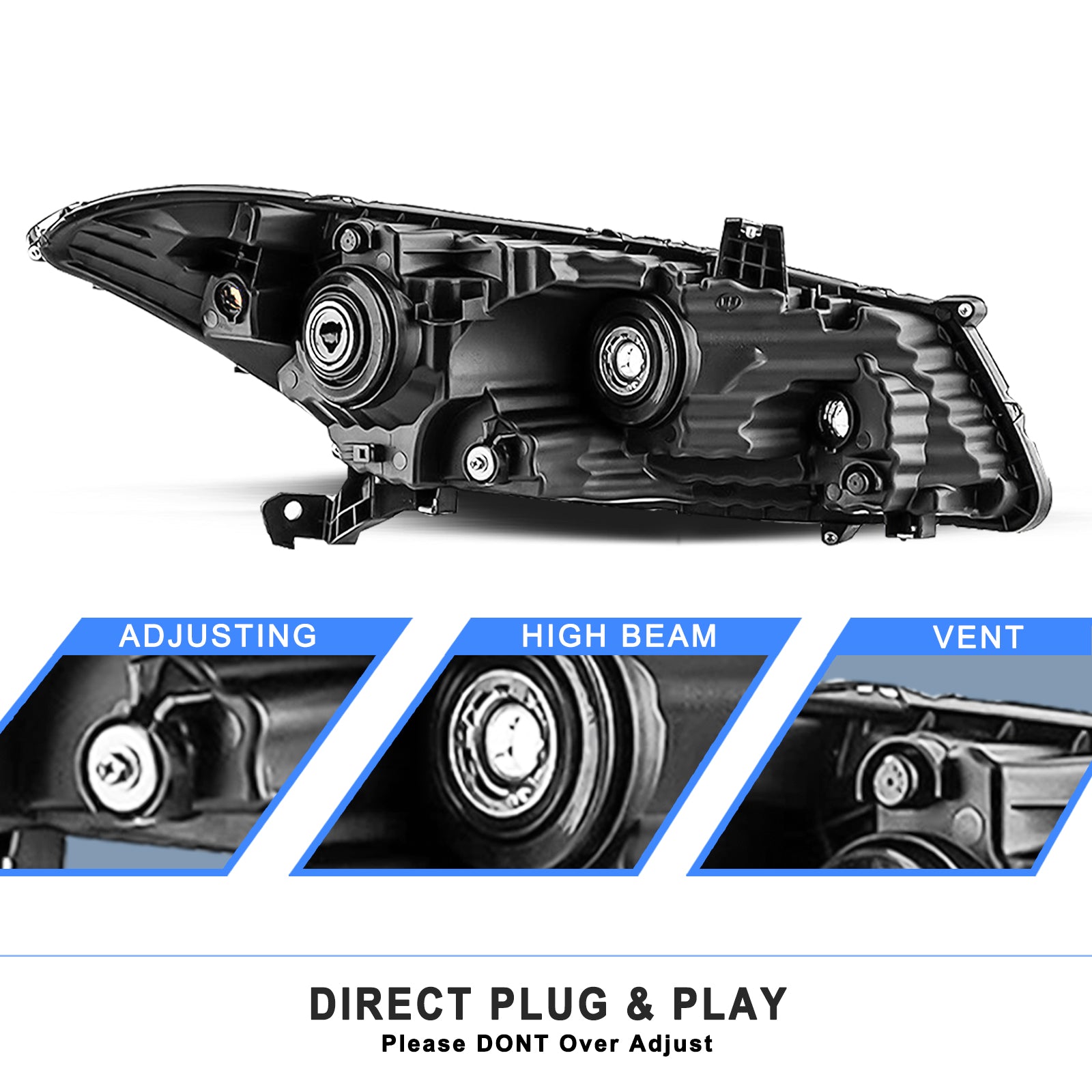 VehicleAid Headlights For 2008-2012 Honda Accord 2-Door Coupe