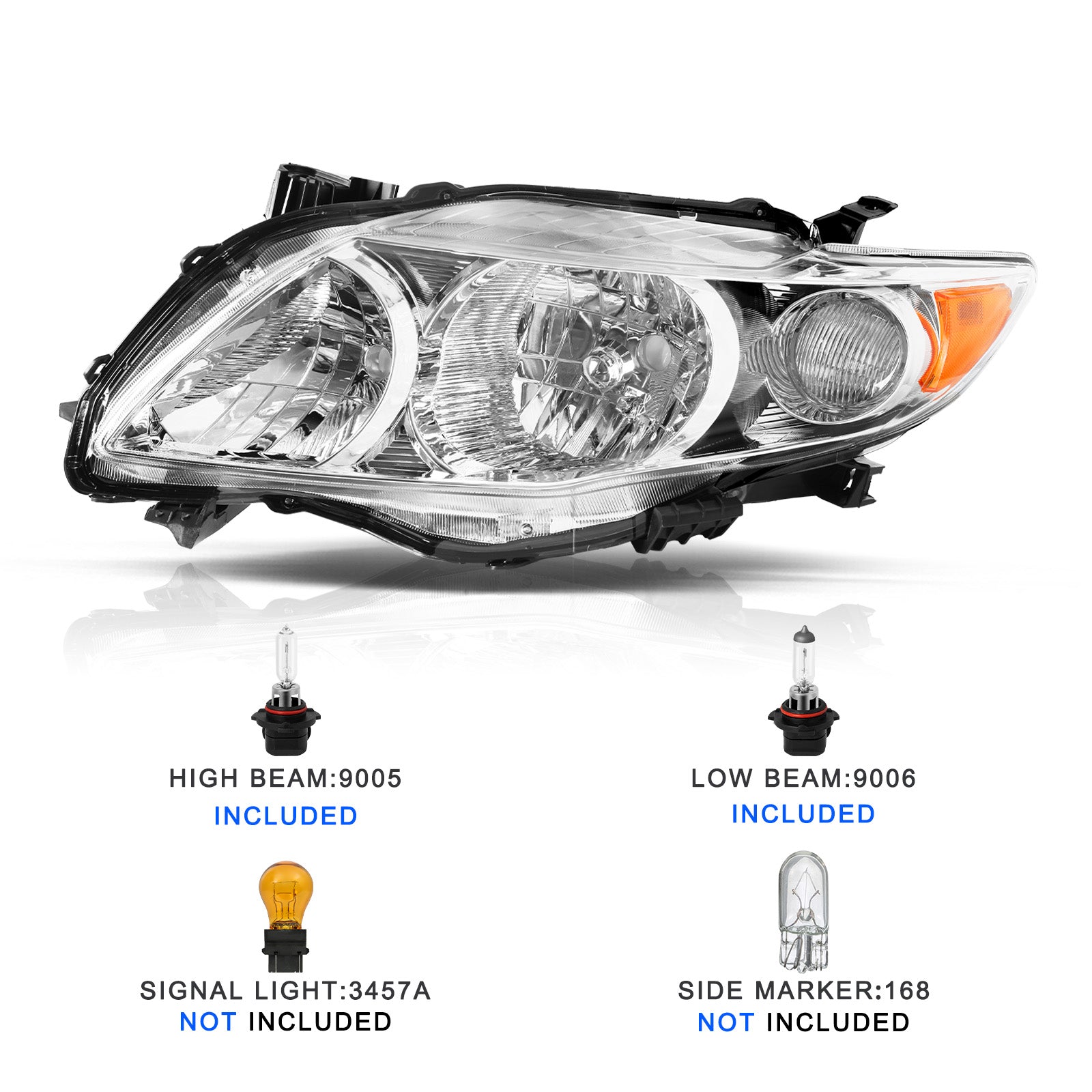 VehicleAid Headlights For 2009-2010 Toyota Corolla