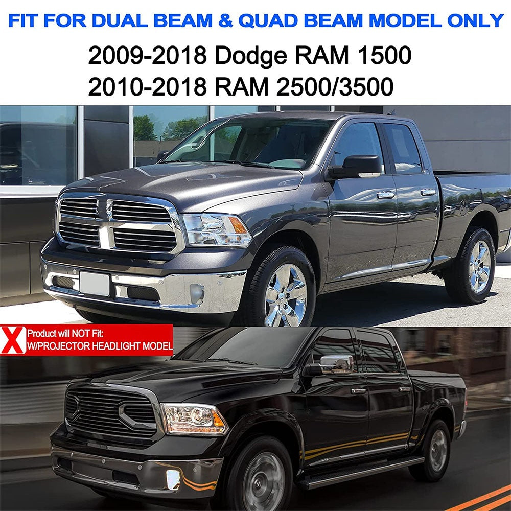 VehicleAid LED DRL Projector Headlights For 2009-2018 Dodge Ram 1500