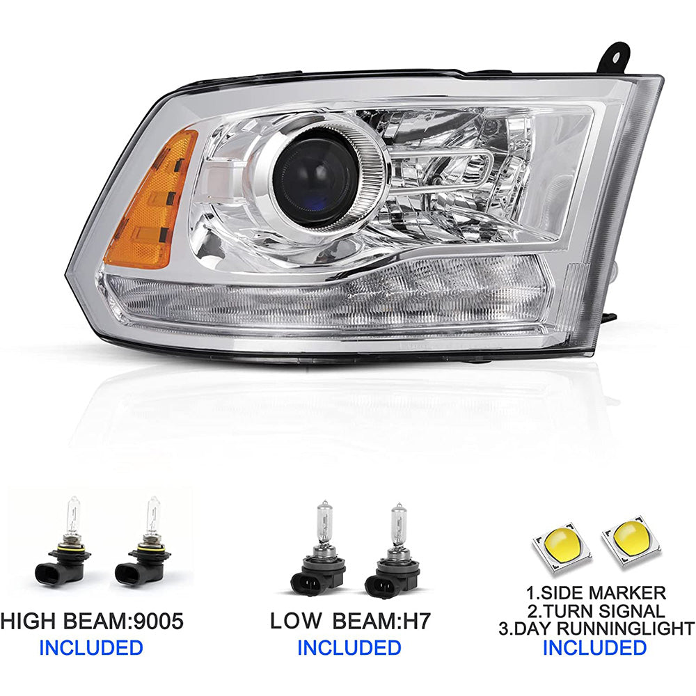 VehicleAid LED DRL Projector Headlights For 2009-2018 Dodge Ram 1500