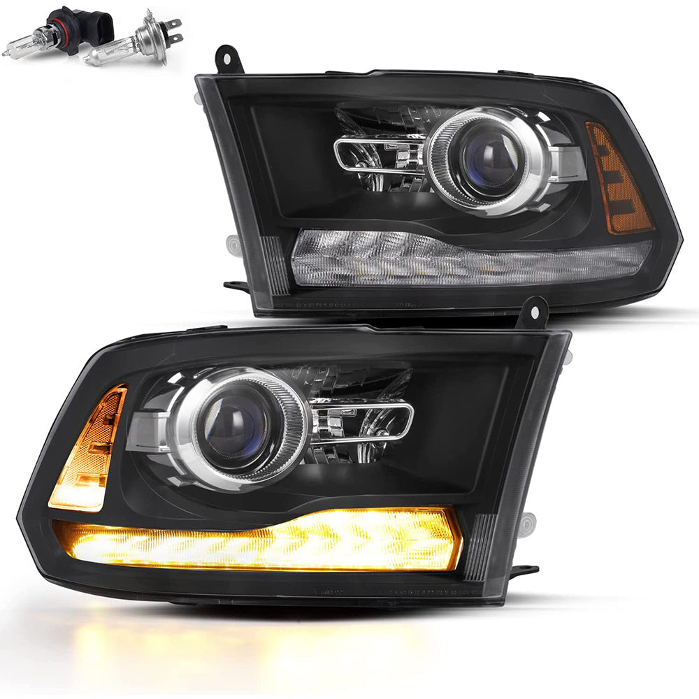 VehicleAid LED DRL Projector Headlights For 2009-2018 Dodge Ram 1500