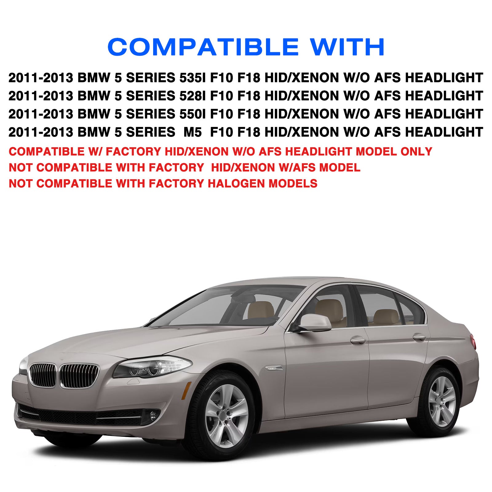 VehicleAid Headlights For 2011-2013 BMW 5 Series F10 F18 528i 535i 550i M5 w/o AFS