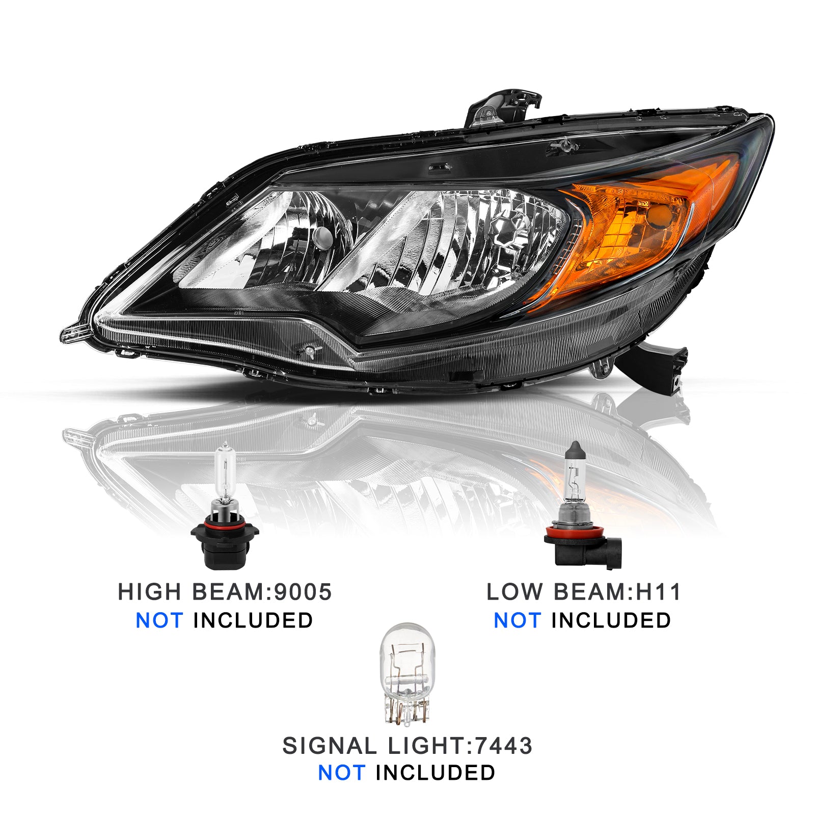 VehicleAid Headlights For 2014-2015 Honda Civic