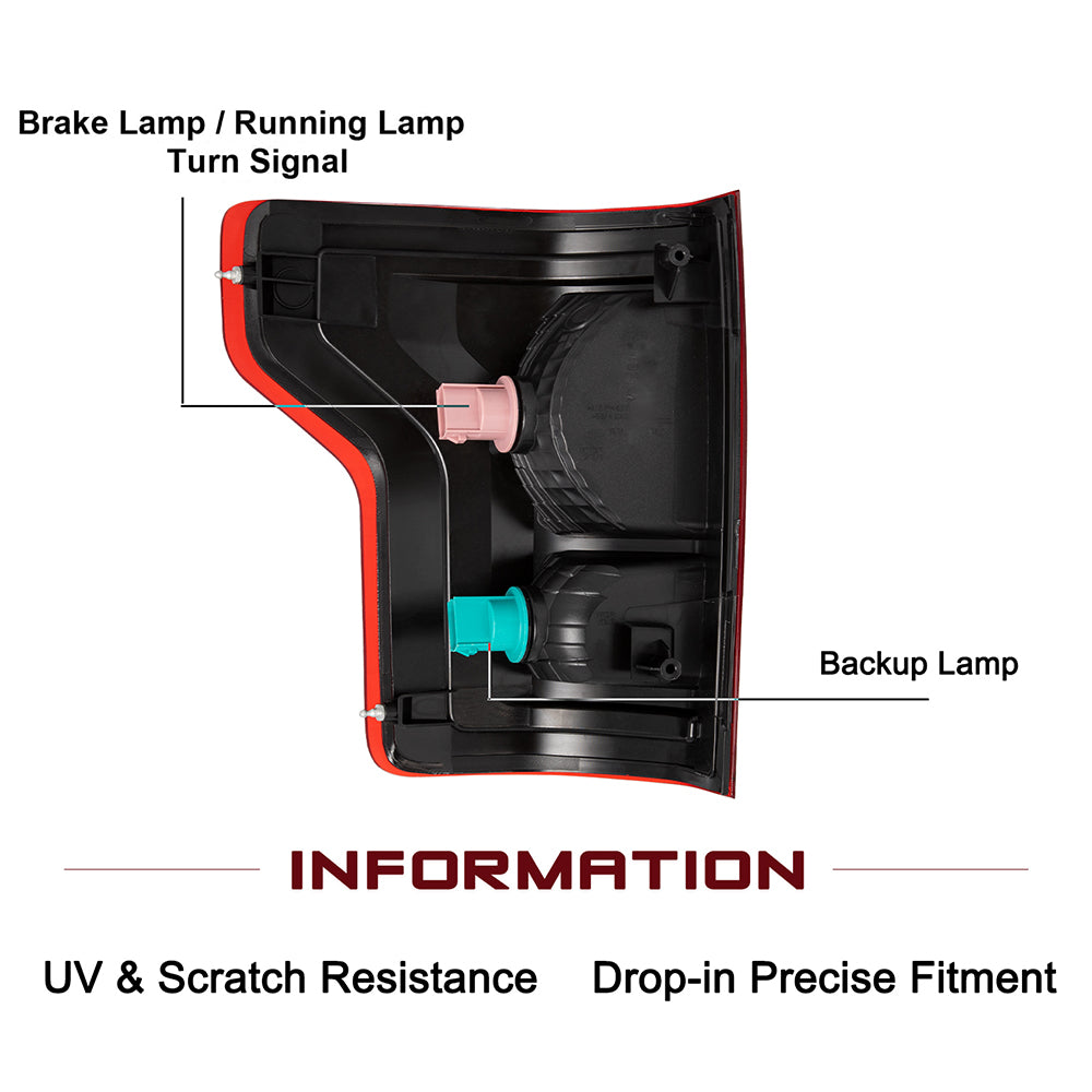 VehicleAid Taillights For 2015-2017 Ford F-150