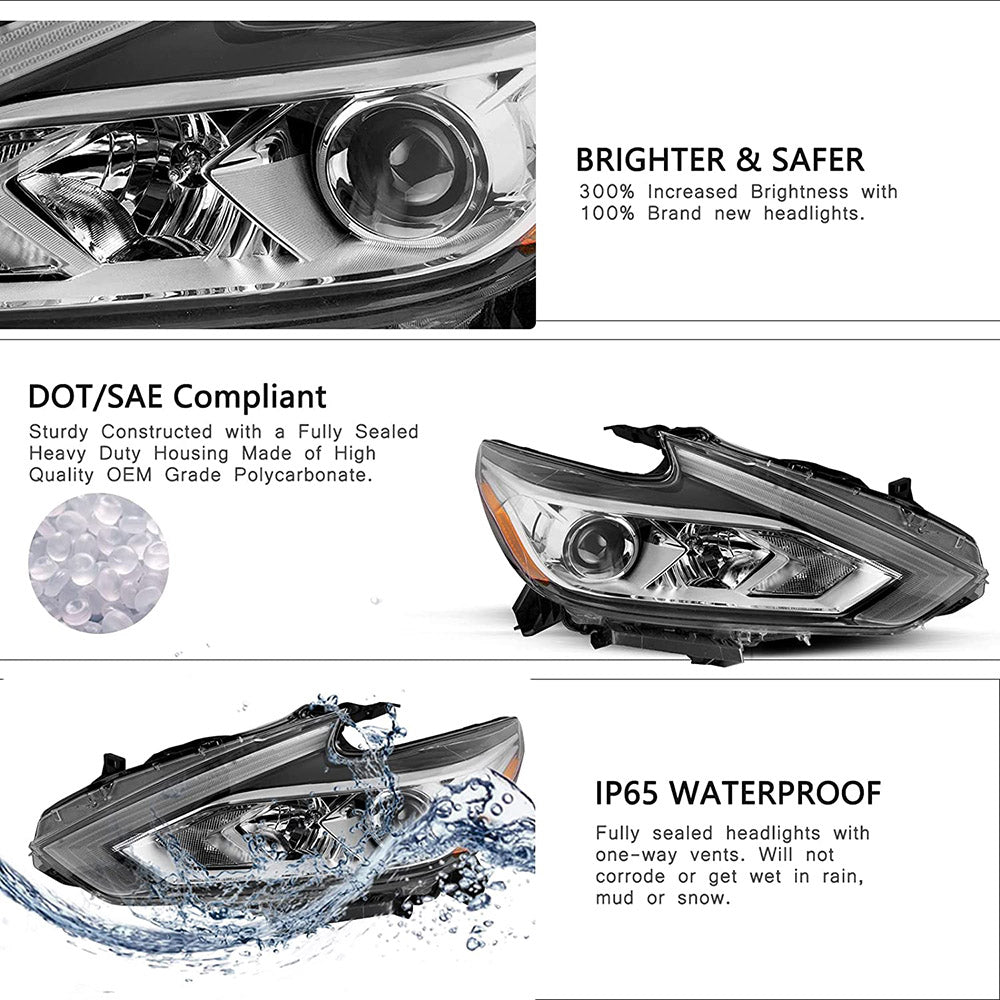 VehicleAid Headlights For 2016-2018 Nissan Altima