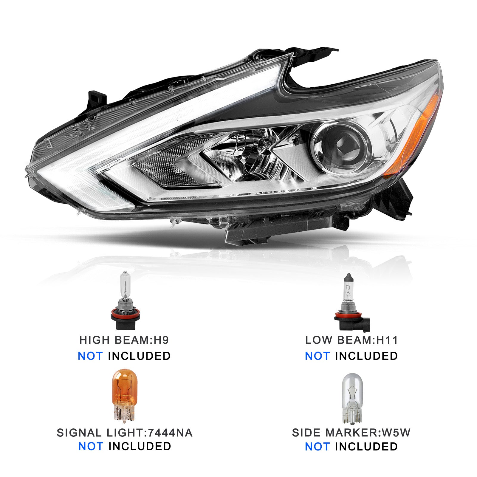 VehicleAid Headlights For 2016-2018 Nissan Altima