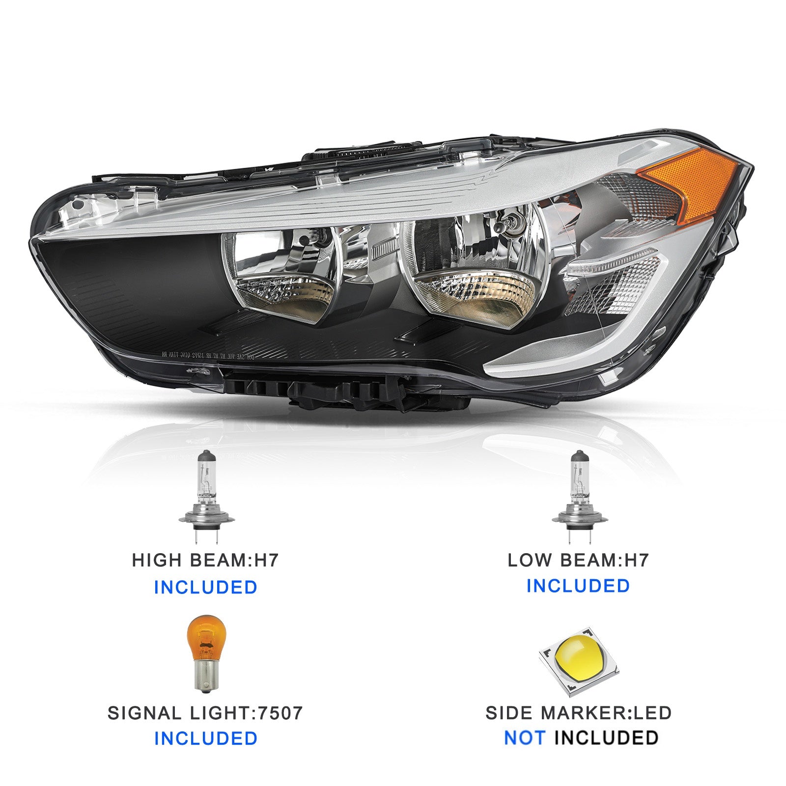 VehicleAid Headlights For 2016-2022 BMW X1(F48) xDrive28i