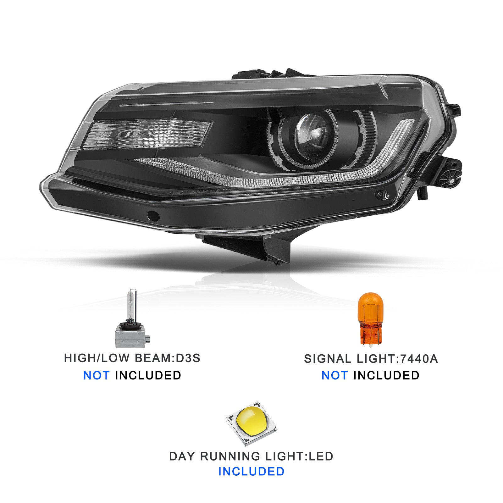 VehicleAid Headlights For 2016-2022 Chevy Camaro