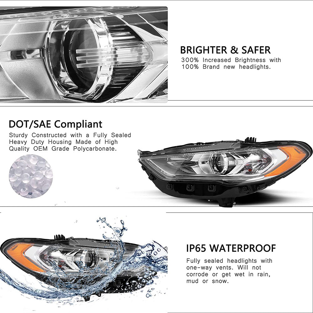 VehicleAid Headlights For 2017-2020 Ford Fusion