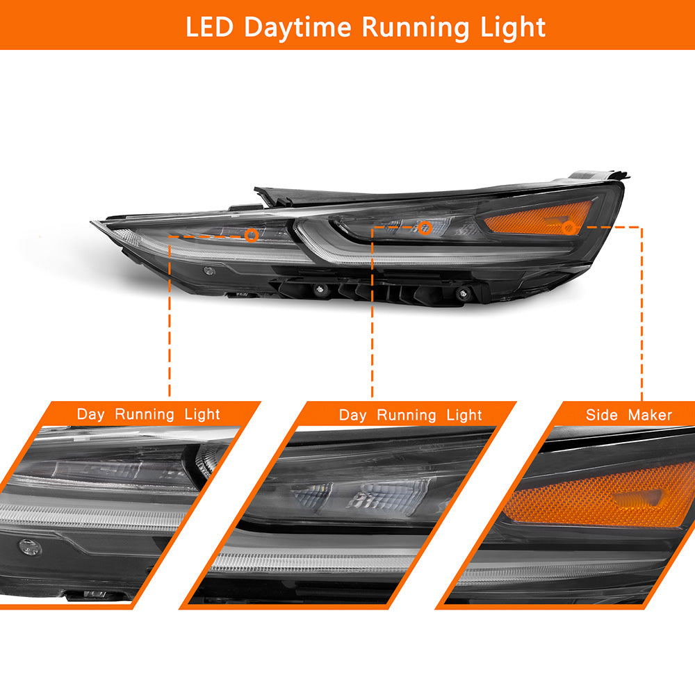 VehicleAid LED DRL Headlight For 2019-2021 Hyundai Santa Fe