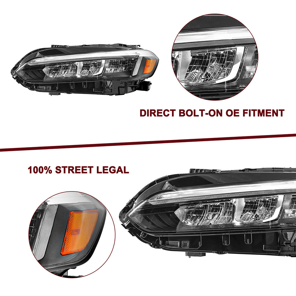 VehicleAid LED Headlights For 2022-2023 Honda Civic