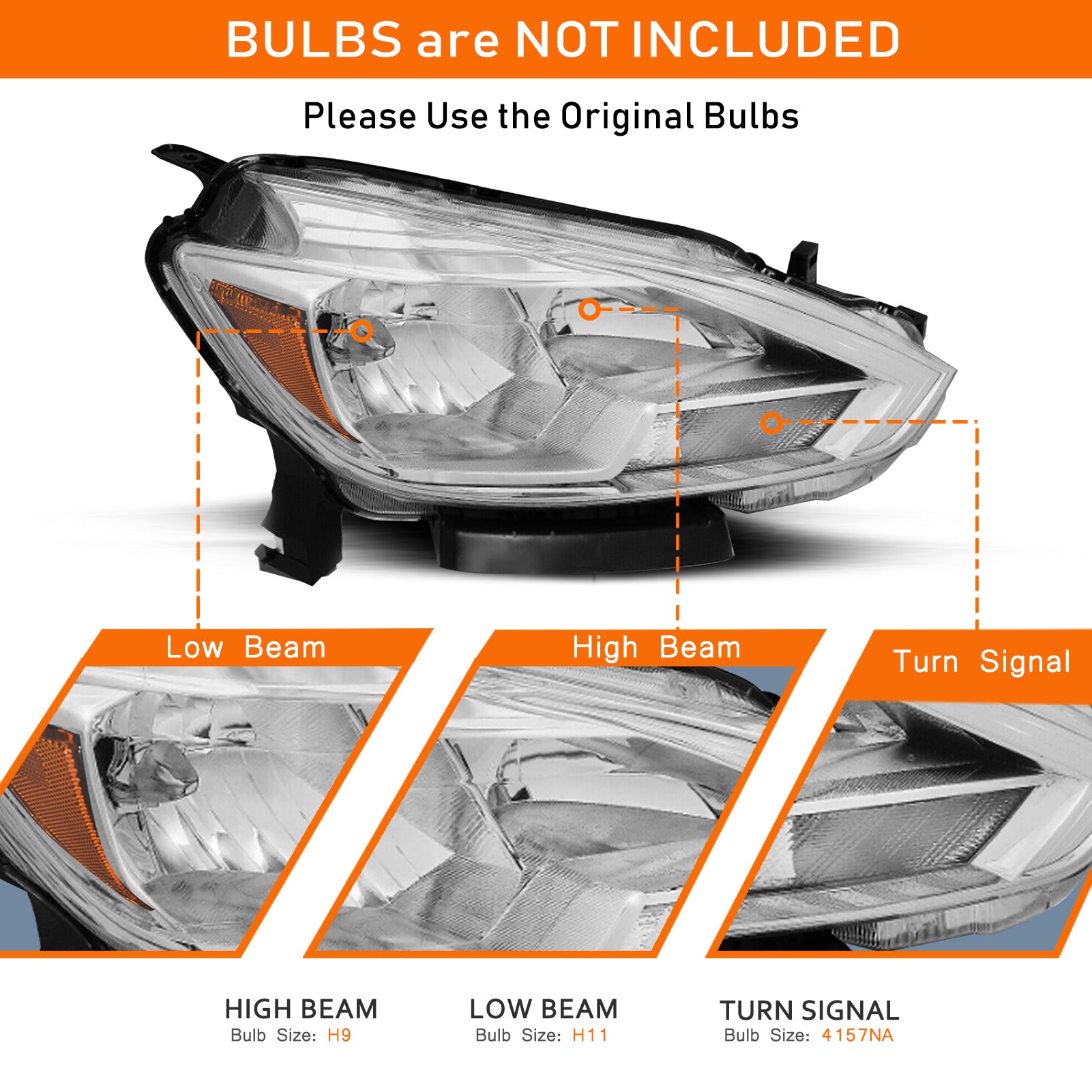 VehicleAid Headlights For 2016-2019 Nissan Sentra