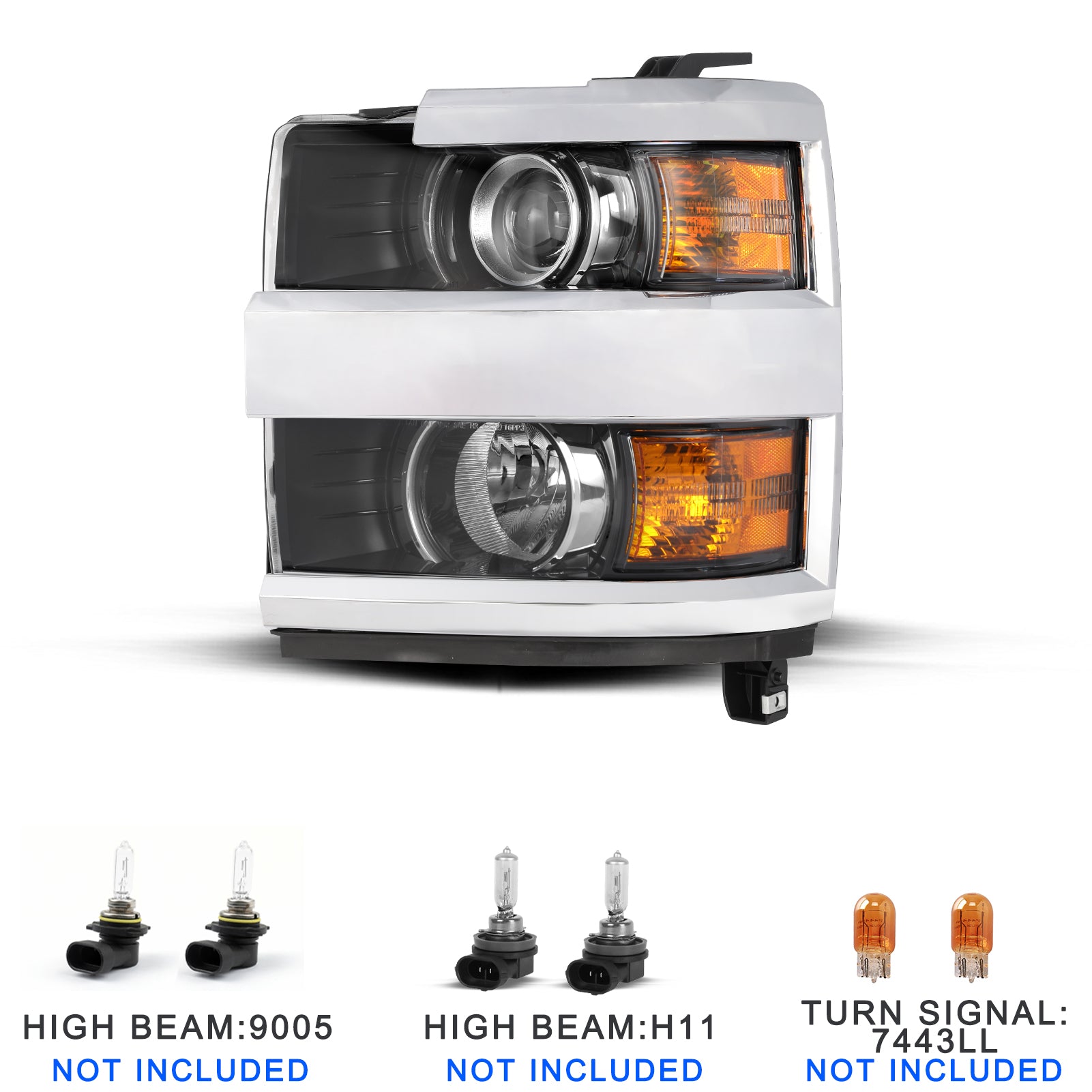 VehicleAid Headlights For 2015-2019 Chevy Silverado 3500HD