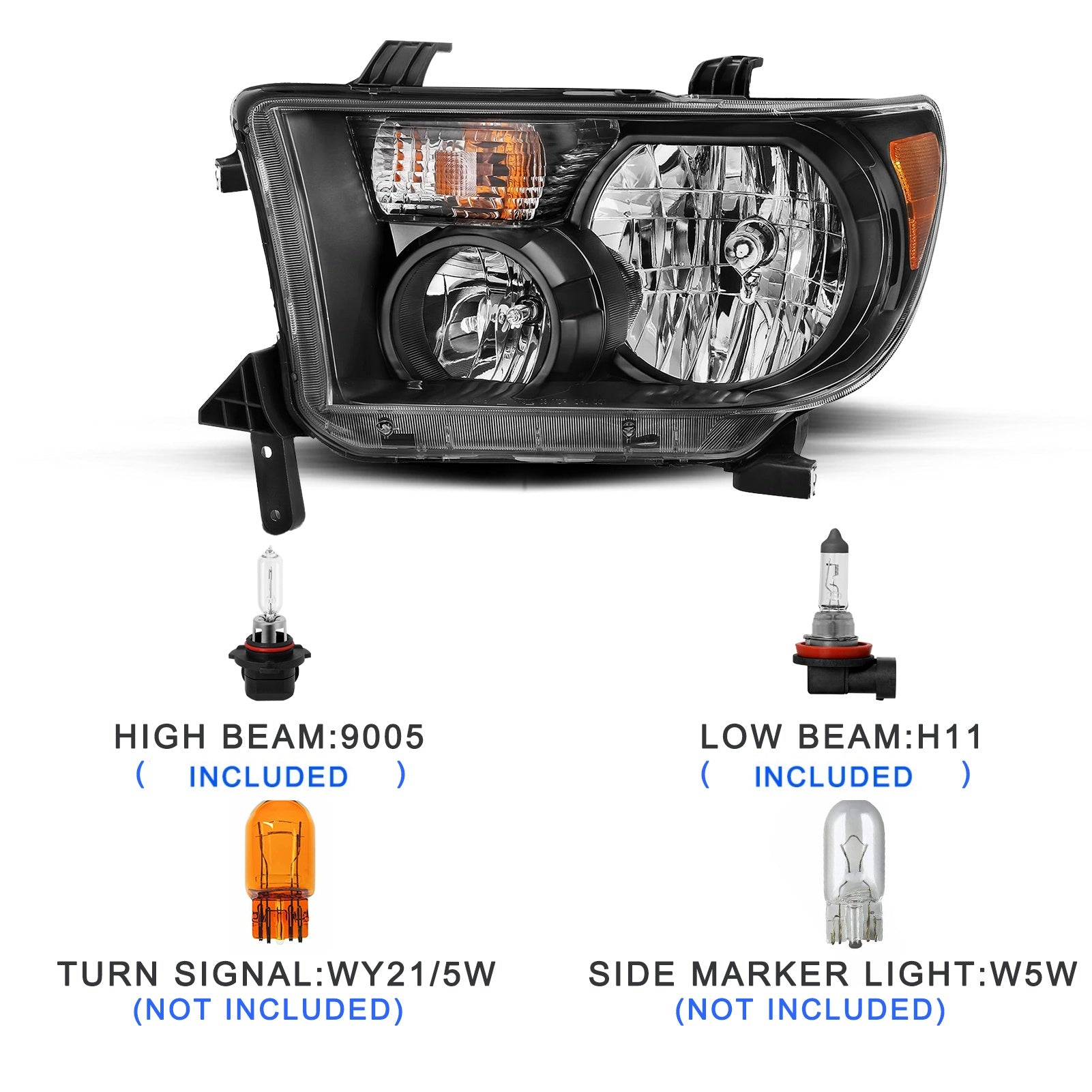 VehicleAid Headlights For 2008-2017 Toyota Sequoia