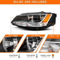 VehicleAid Headlights For 2011-2016 Volkswagen Jetta