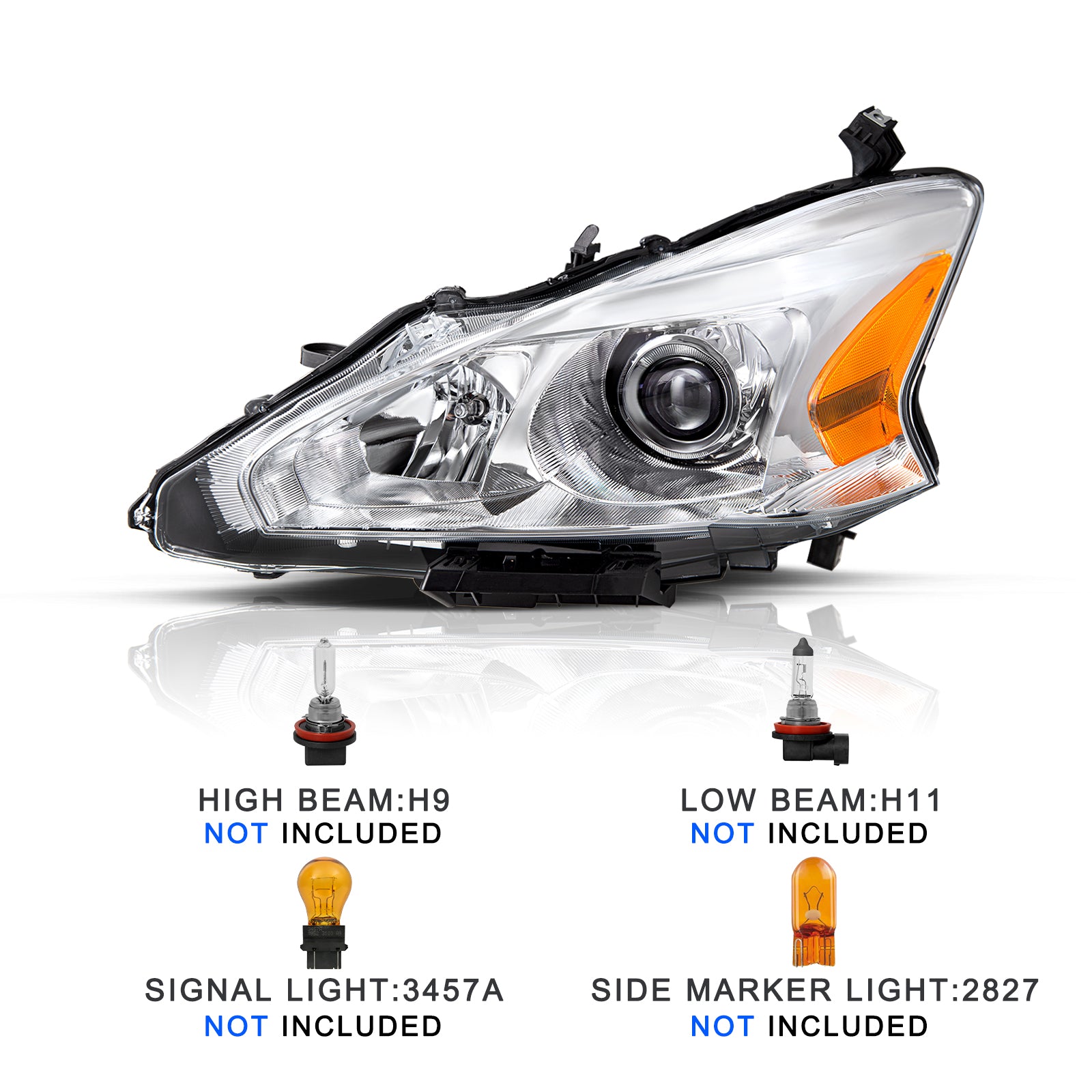 VehicleAid Headlights For 2013-2015 Nissan Altima