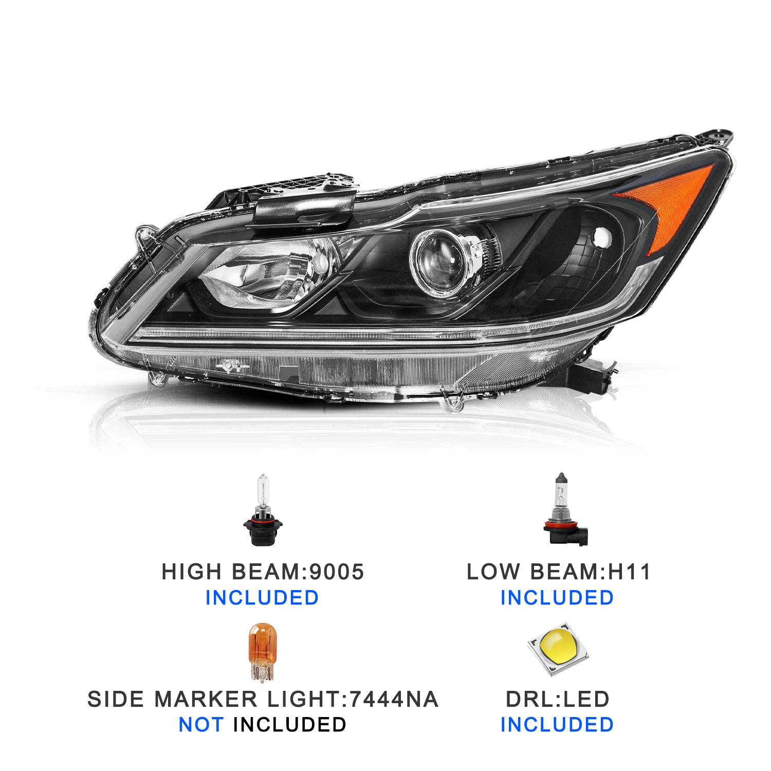 VehicleAid Headlights For 2016-2017 Honda Accord