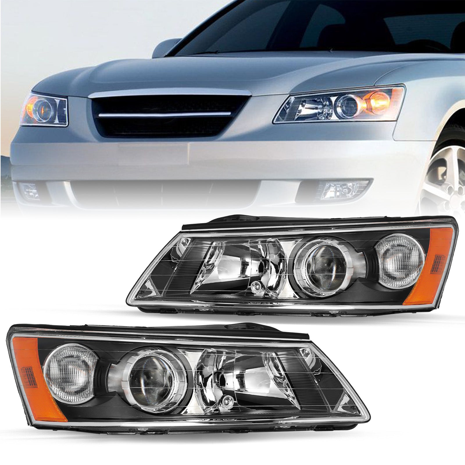 VehicleAid Headlights For 2006-2008 Hyundai Sonata