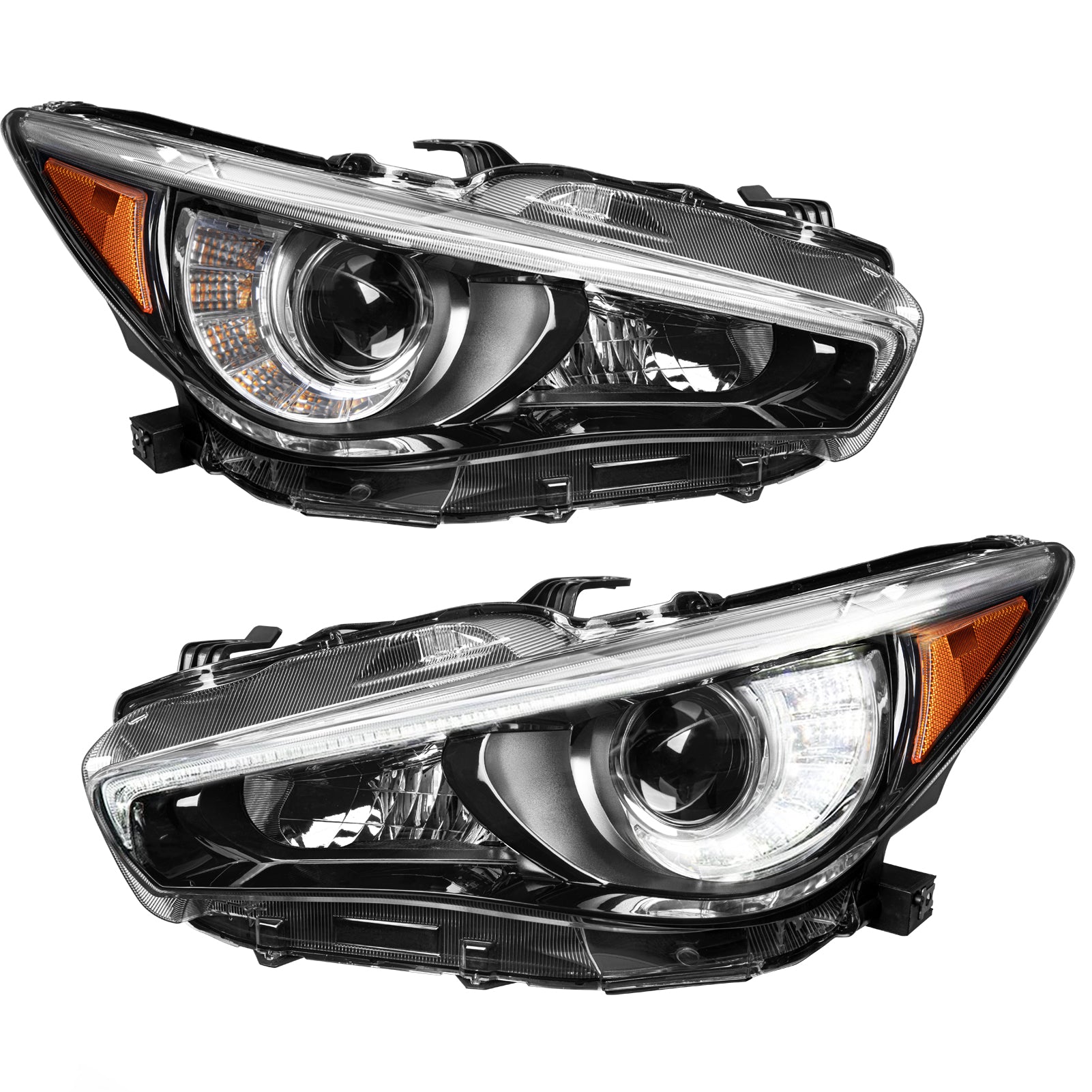 VehicleAid Full LED Headlights For 2014-2022 Infiniti Q50 w/o AFS