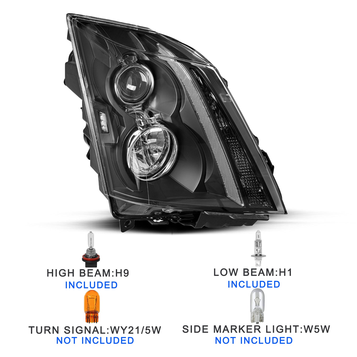 VehicleAid Headlights For 2008-2014 Cadillac CTS