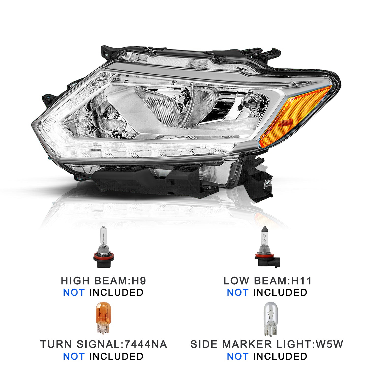 VehicleAid Headlights For 2014-2016 Nissan Rogue