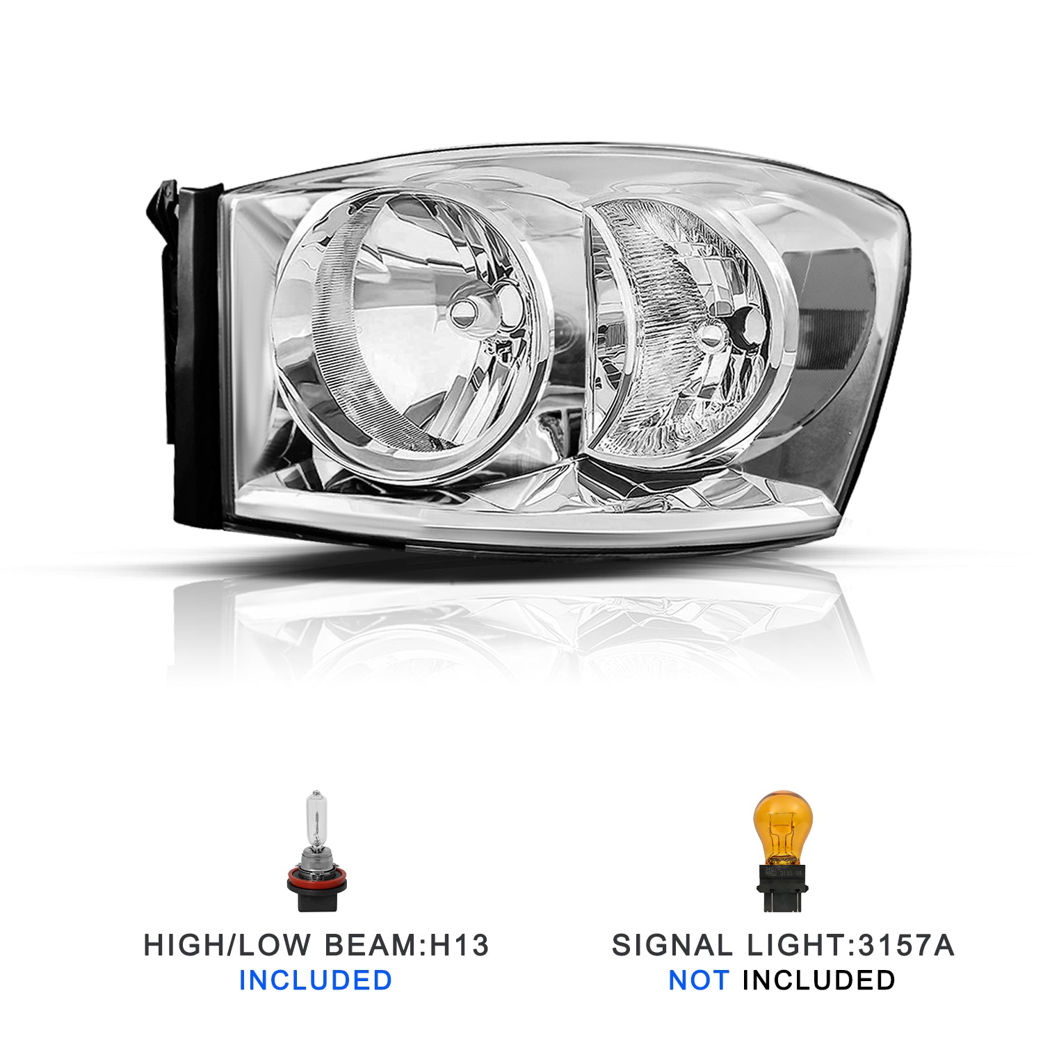 VehicleAid Headlights For 2006-2008 Dodge Ram 1500