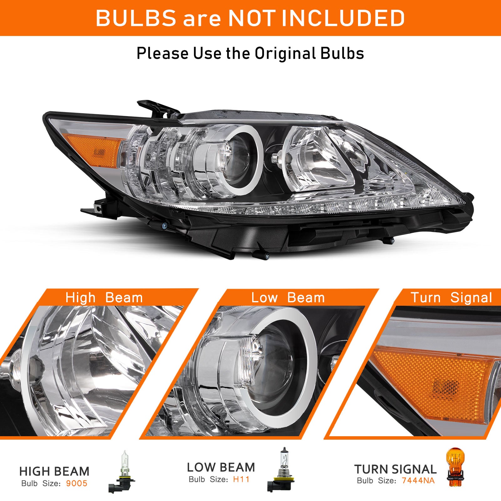 VehicleAid Headlights For 2013-2015 Lexus ES350