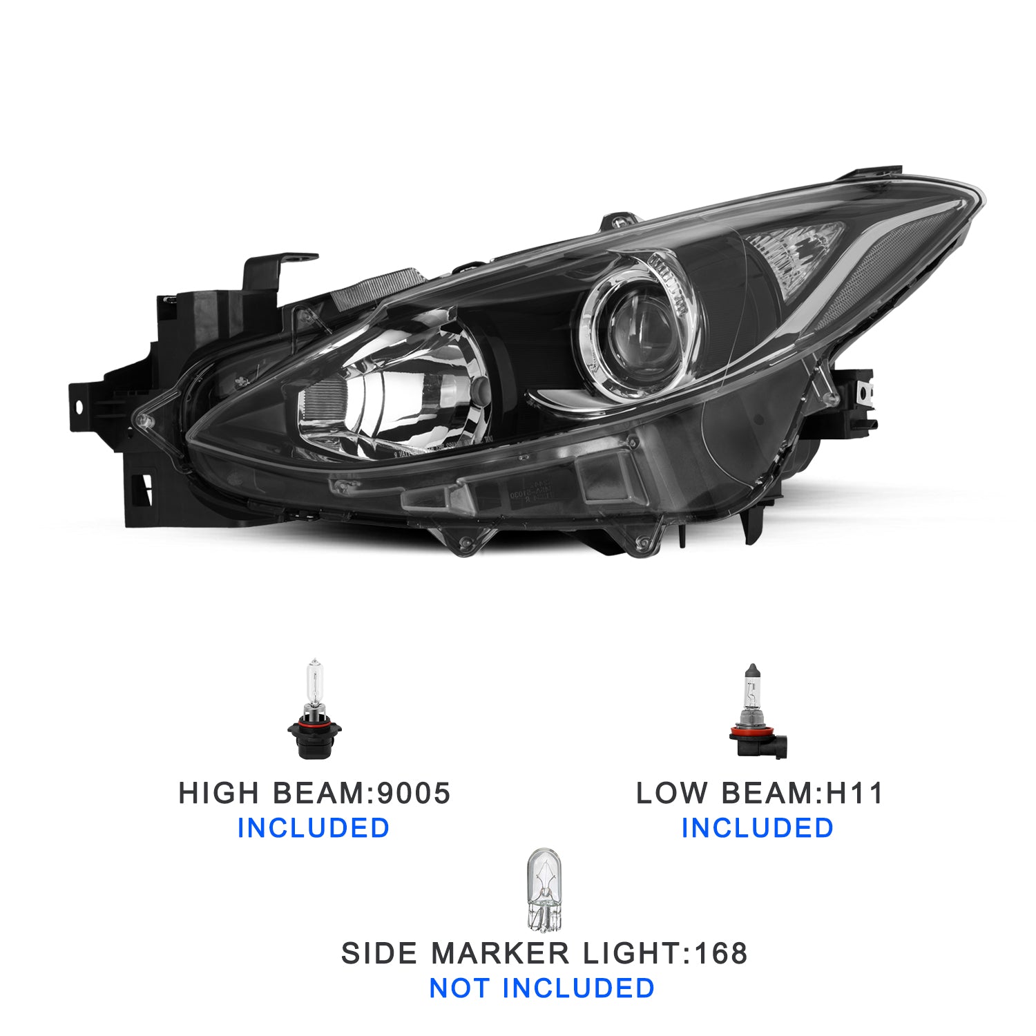 VehicleAid Headlights For 2014-2016 Mazda 3