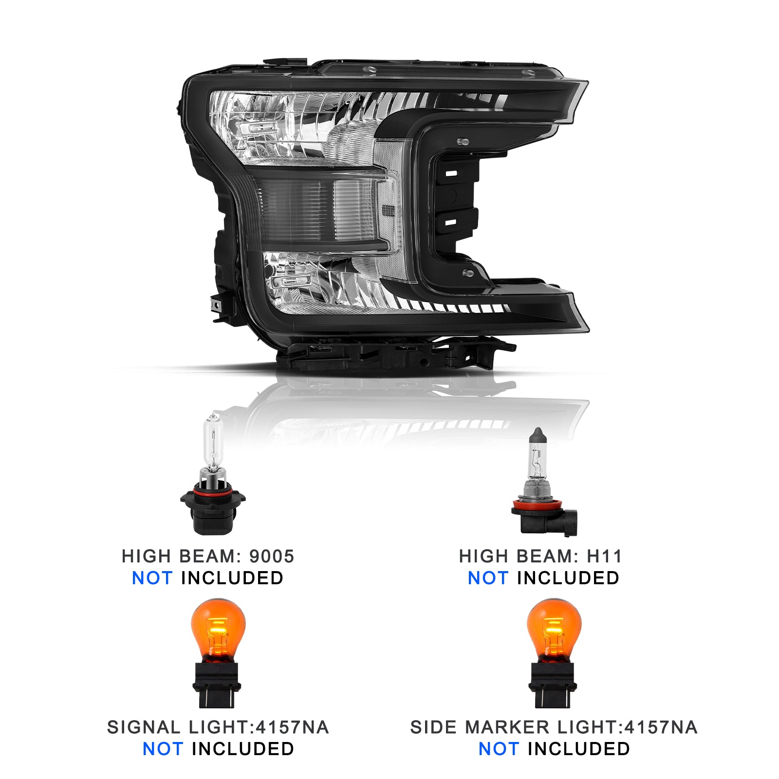 VehicleAid Headlights For 2018-2020 Ford F150