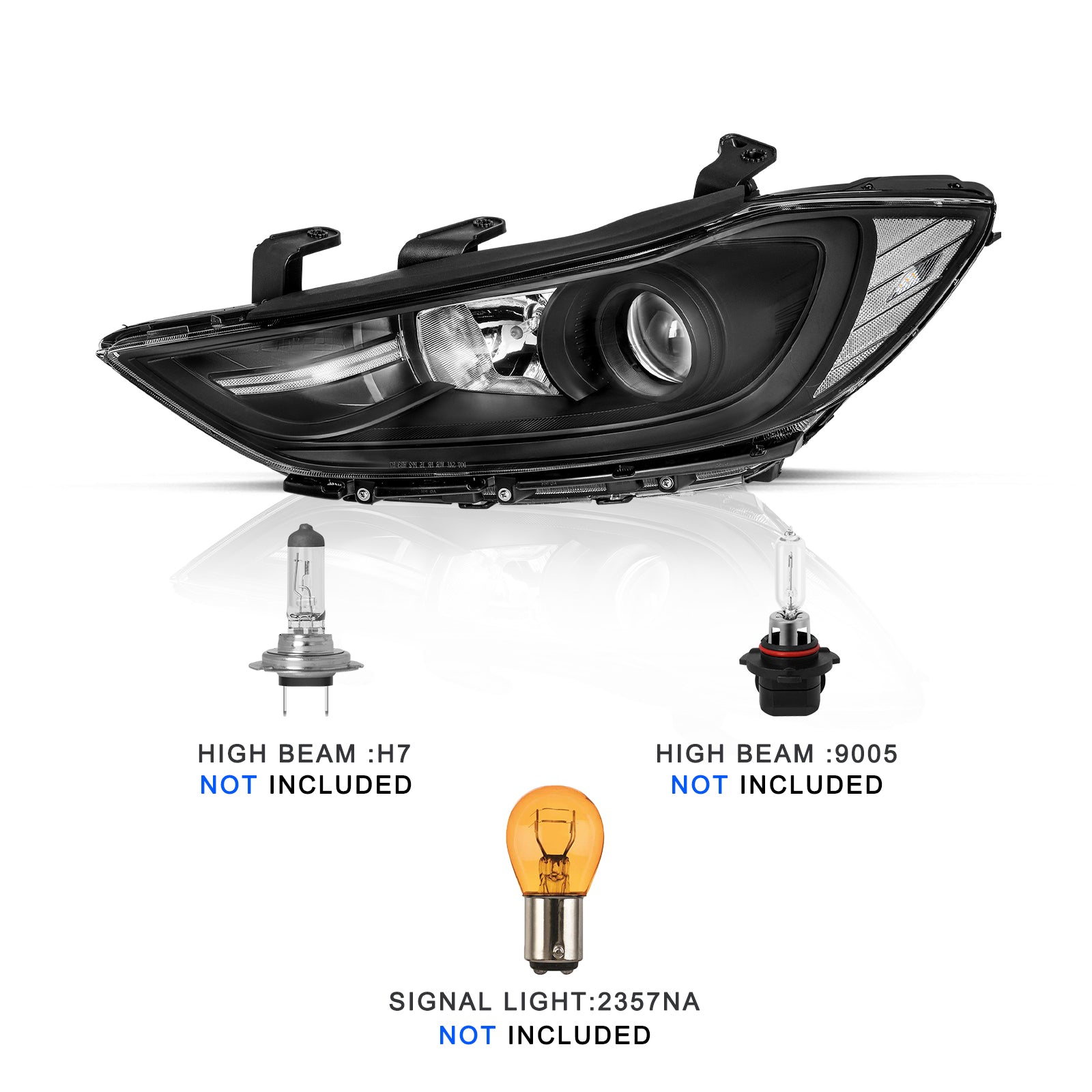 VehicleAid Headlights For 2017-2018 Hyundai Elantra