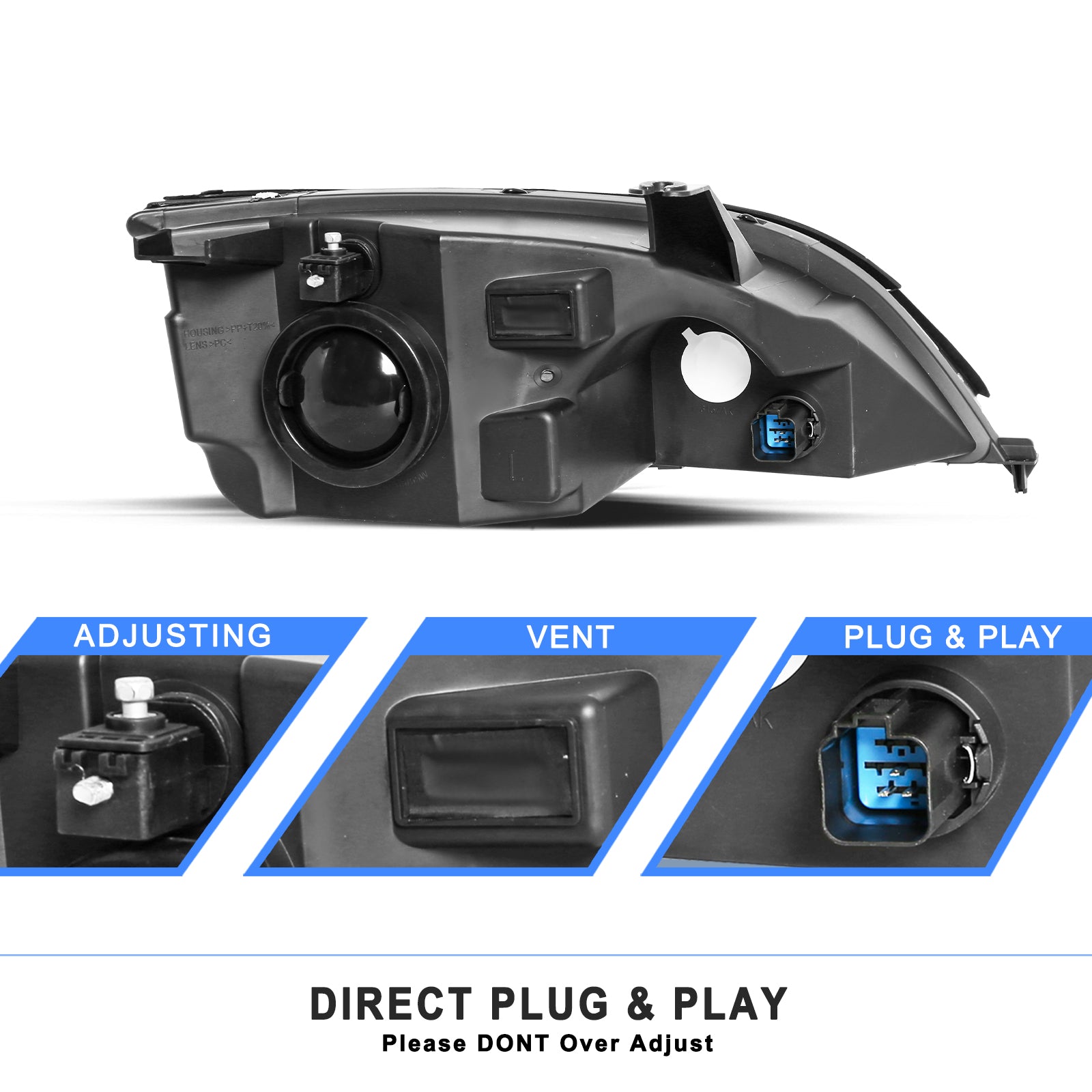 VehicleAid Headlights For 2005-2007 Ford Focus