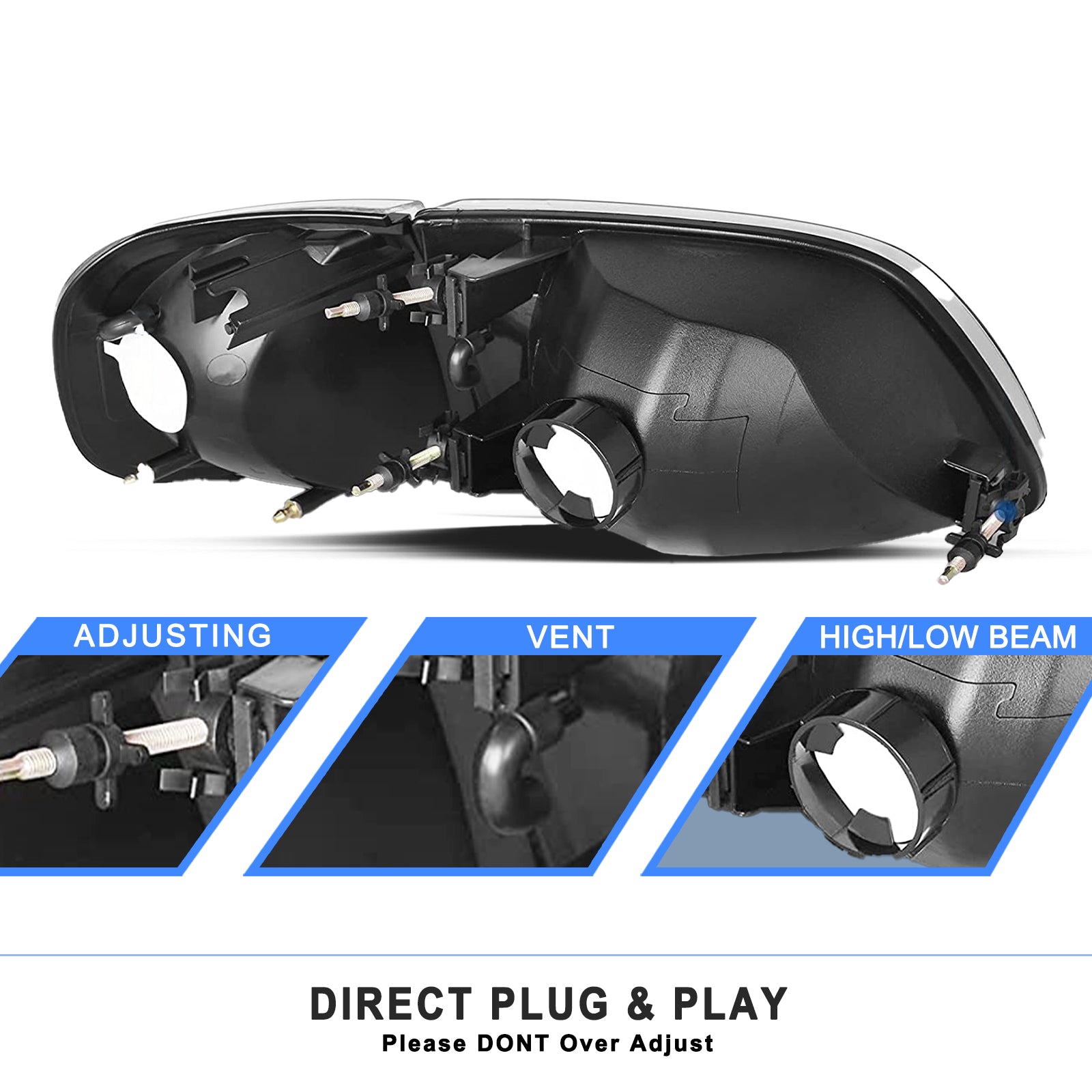 VehicleAid Headlights For 1997 Ford F250 Light Duty (Built After 7/96 Production Date)