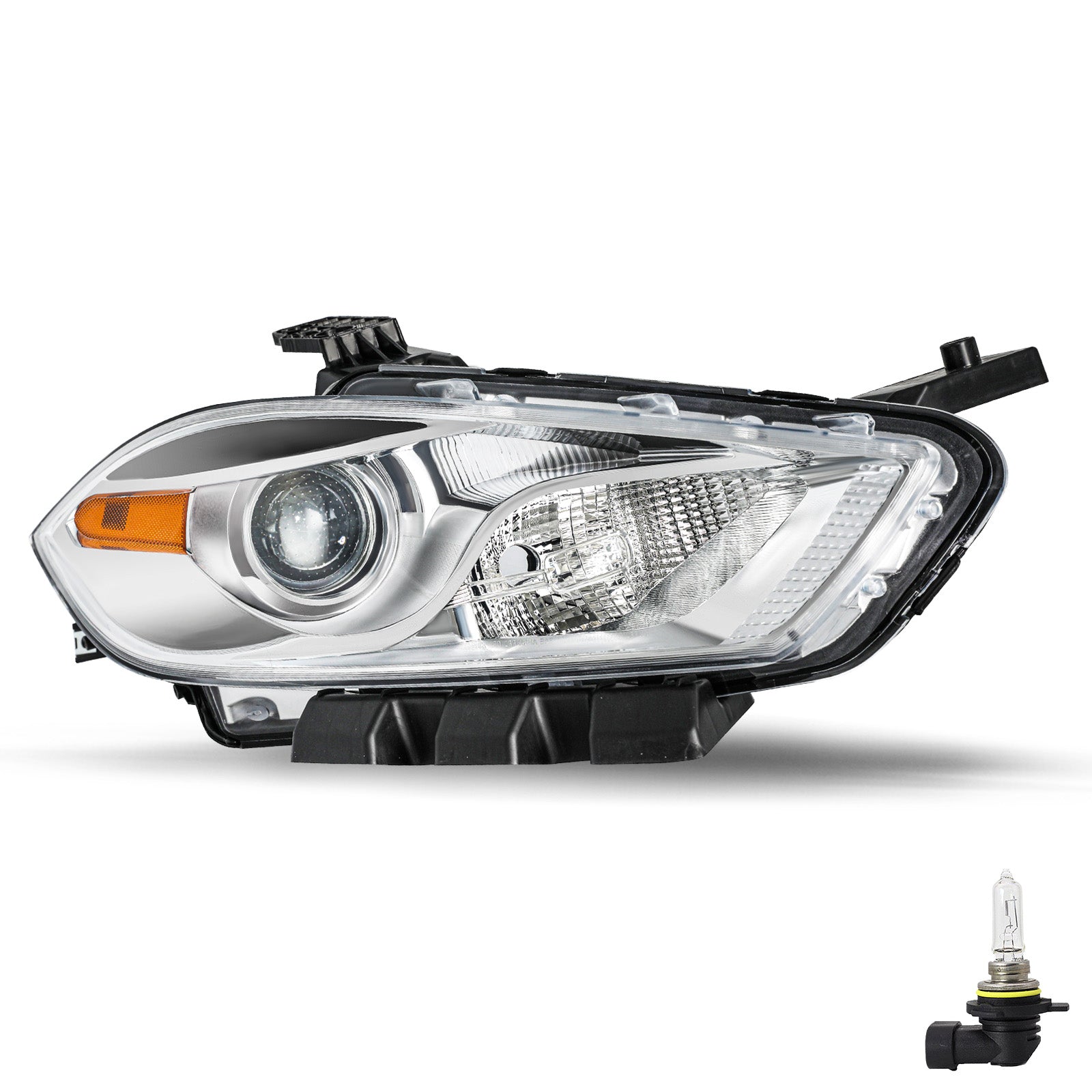 VehicleAid Headlights For 2013-2016 Dodge Dart Halogen Type Chrome