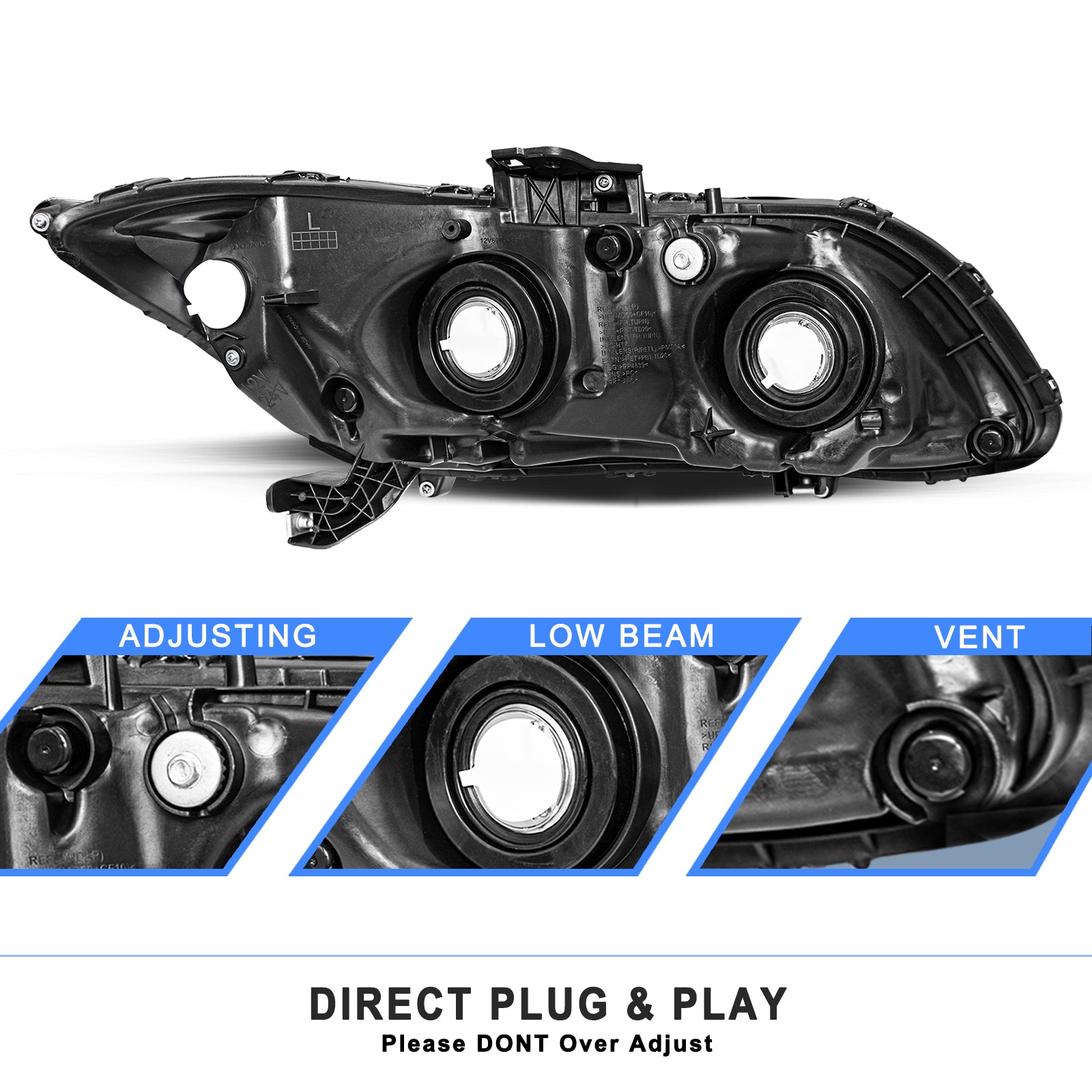 VehicleAid Headlights For 2012-2015 Honda Civic