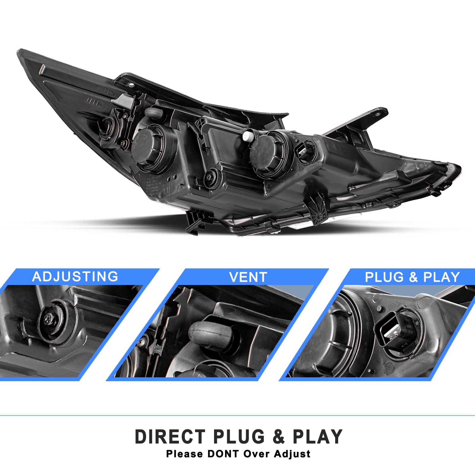 VehicleAid Projector Headlights For 2011-2014 Hyundai Sonata