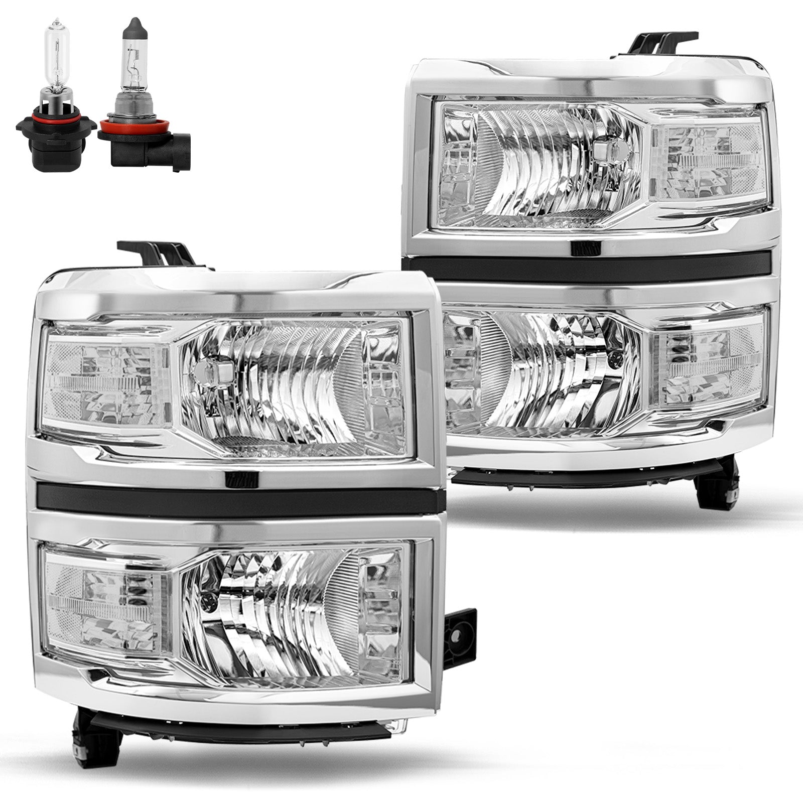 VehicleAid Headlights For 2014-2015 Chevy Silverado 1500 Pickup Truck