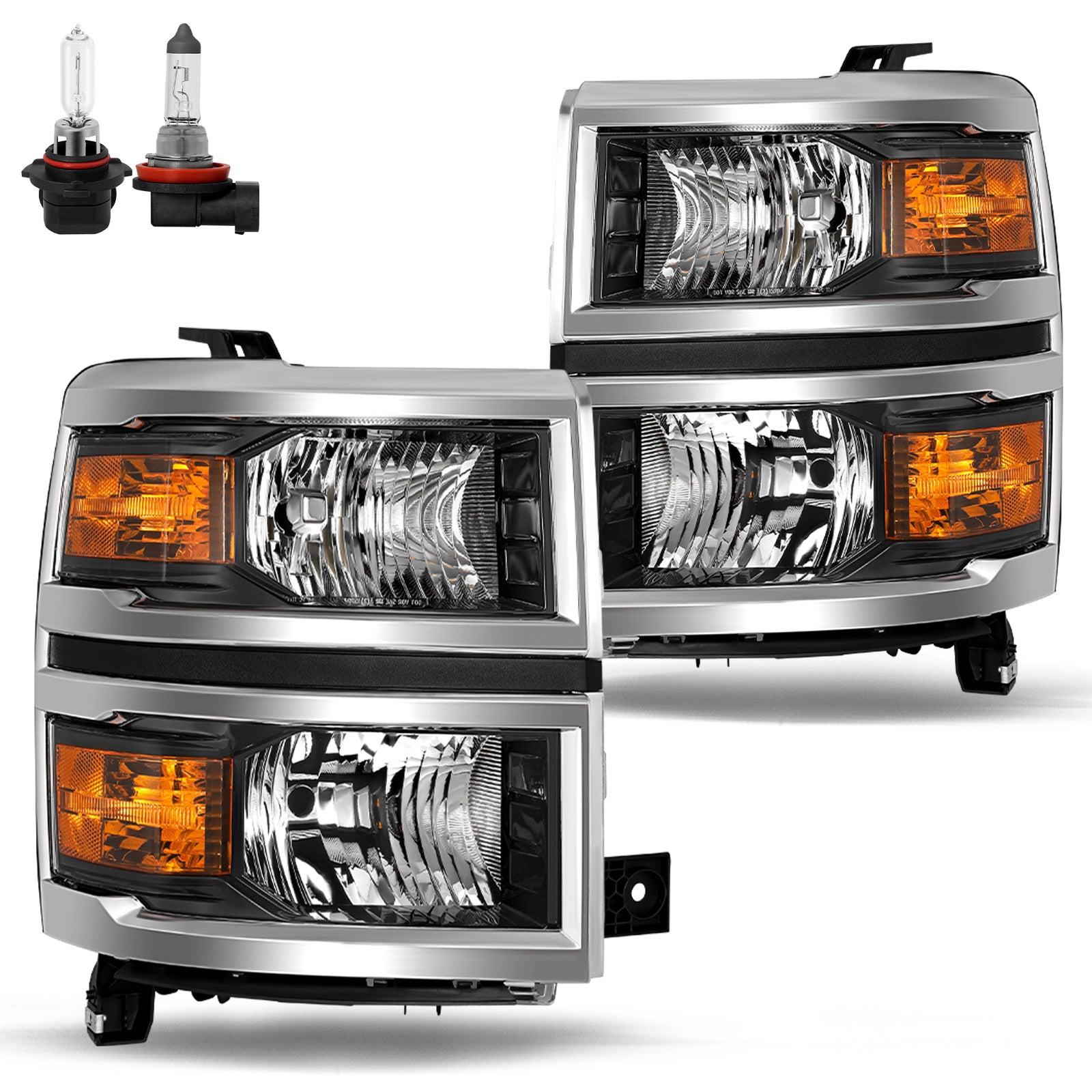 VehicleAid Headlights For 2014-2015 Chevy Silverado 1500 Pickup Truck