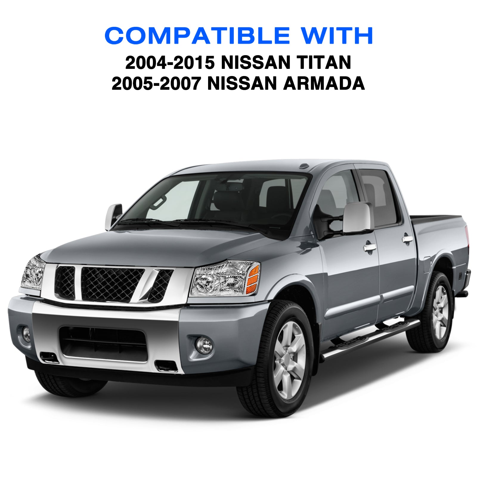 VehicleAid Headlights For 2004-2015 Nissan Titan