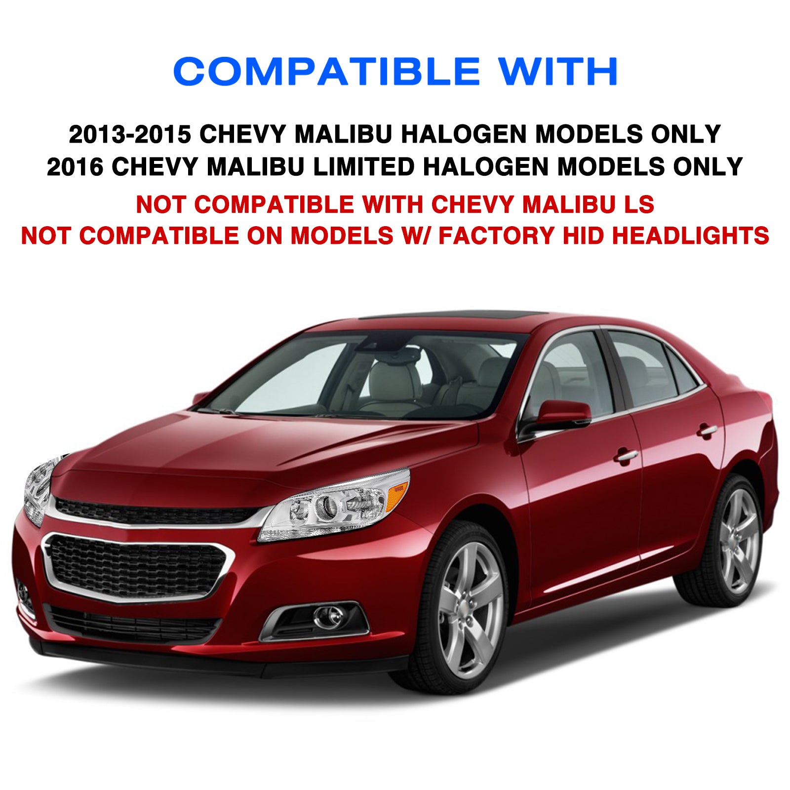 VehicleAid Headlights For 2013-2015 Chevy Malibu