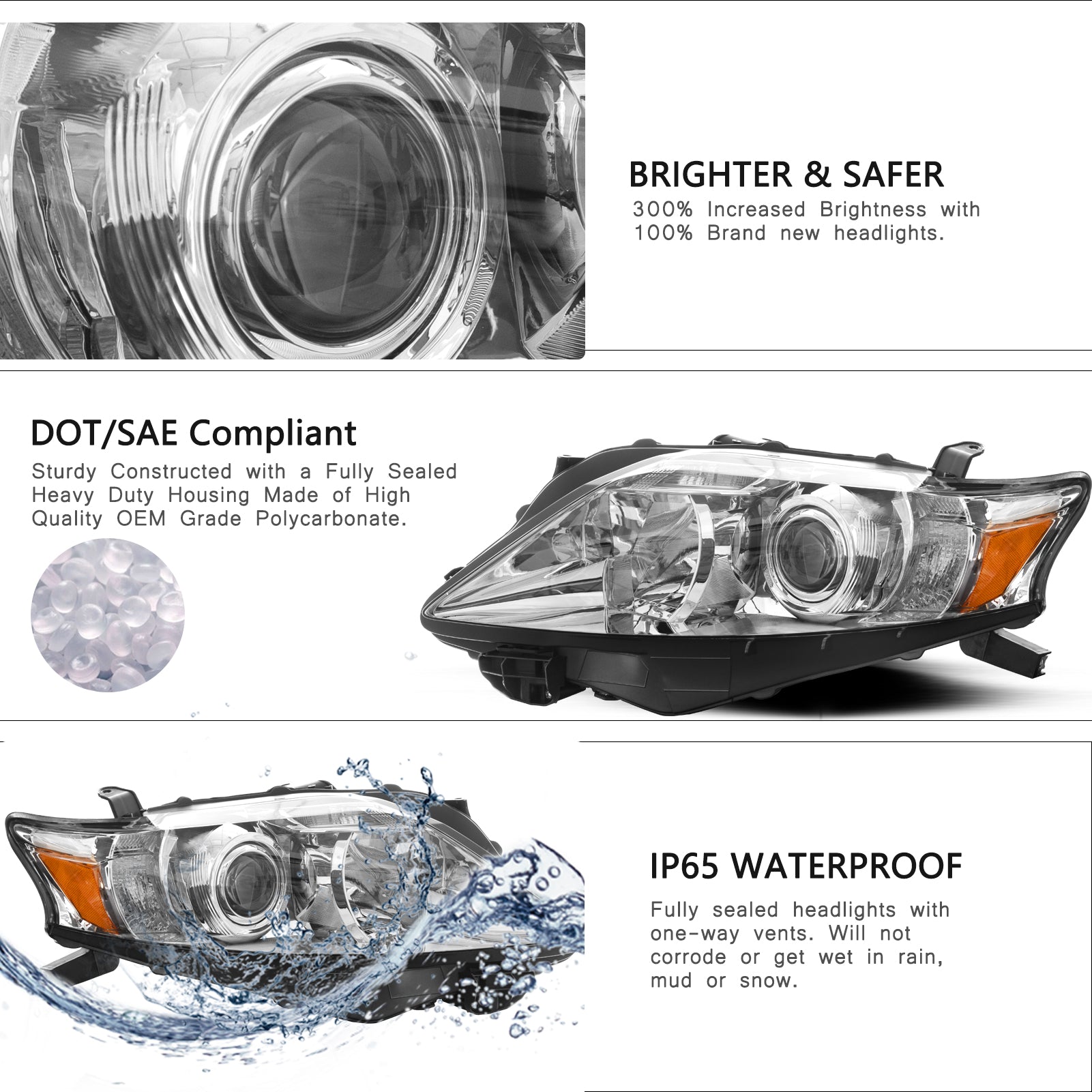 VehicleAid Headlights For 2010-2012 Lexus RX350