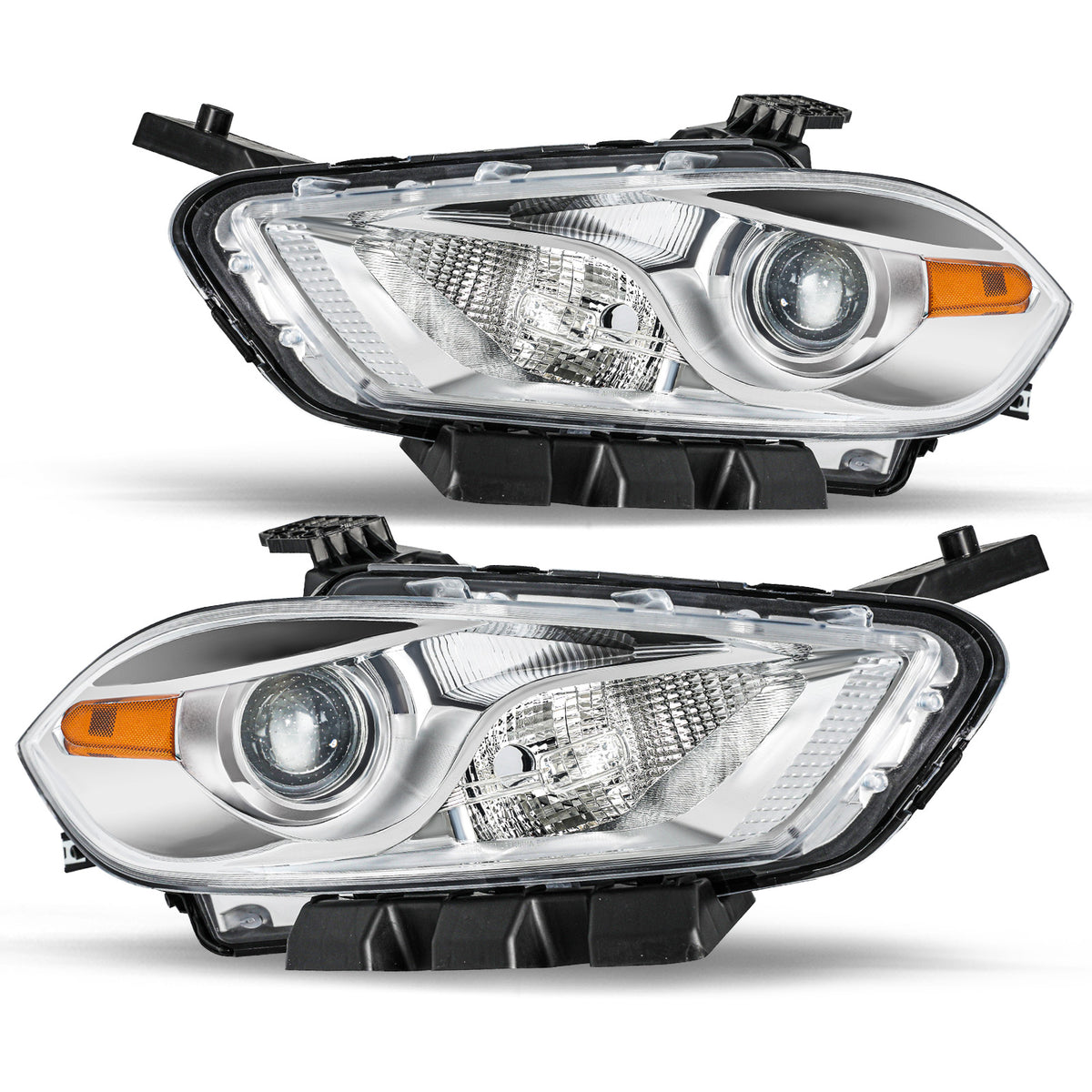 VehicleAid Headlights For 2013-2016 Dodge Dart Halogen Type Chrome