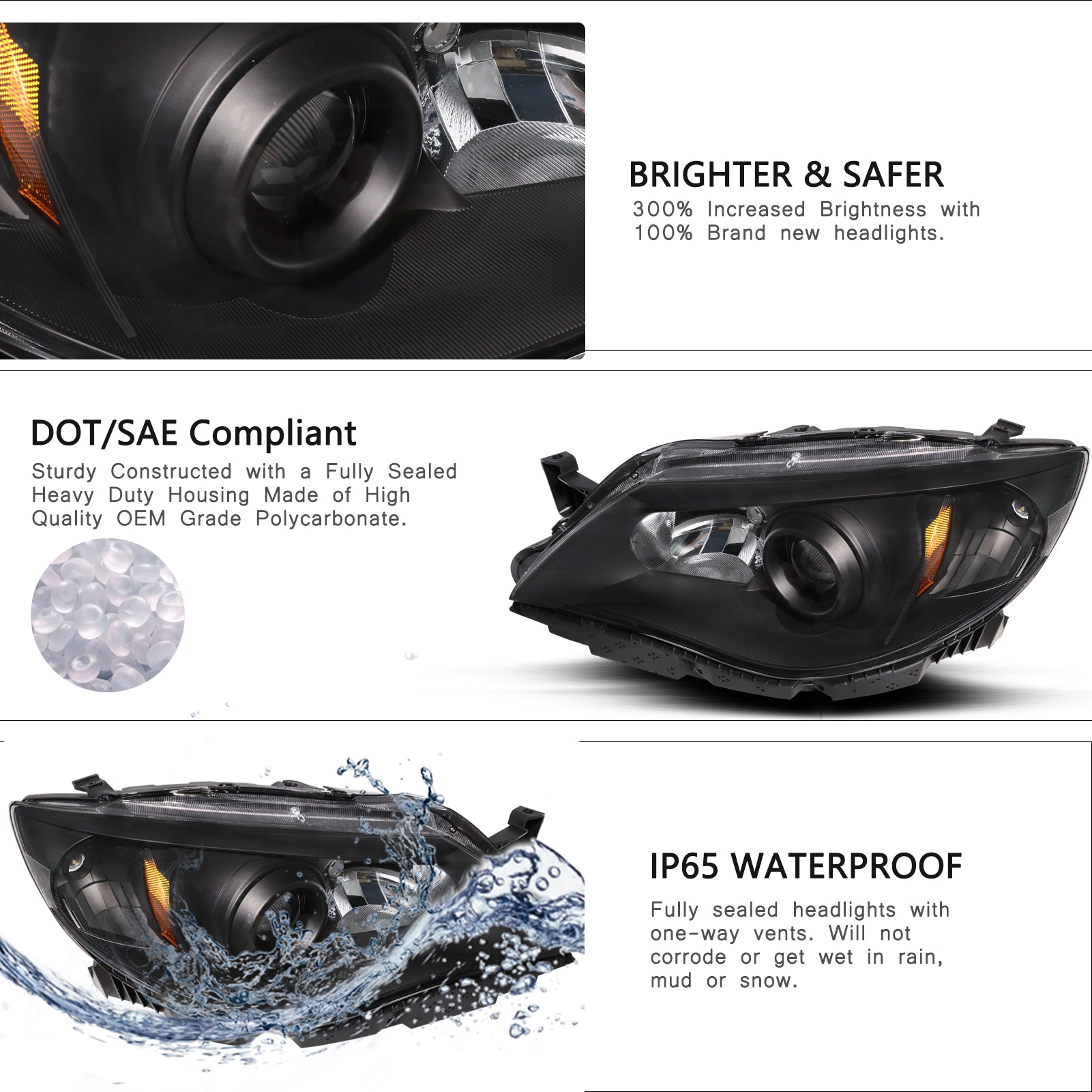 VehicleAid Headlights For 2008-2011 Subaru Impreza