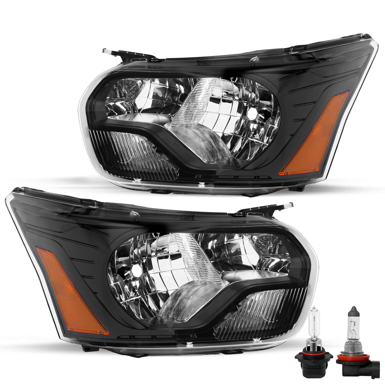 VehicleAid Headlights For 2015-2023 Ford Transit 150 250 350 350HD (Black Housing)