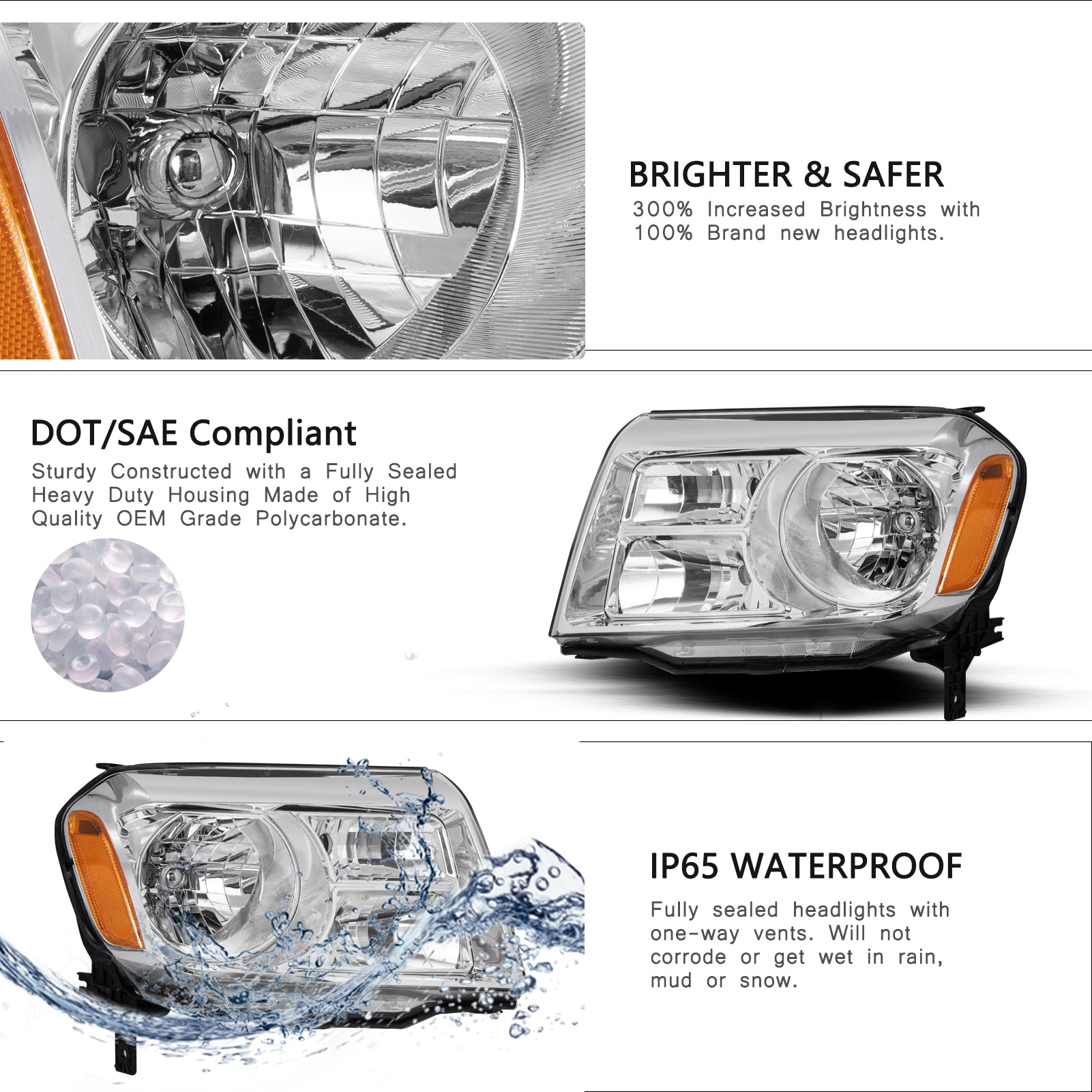 VehicleAid Headlights For 2012-2015 Honda Pilot