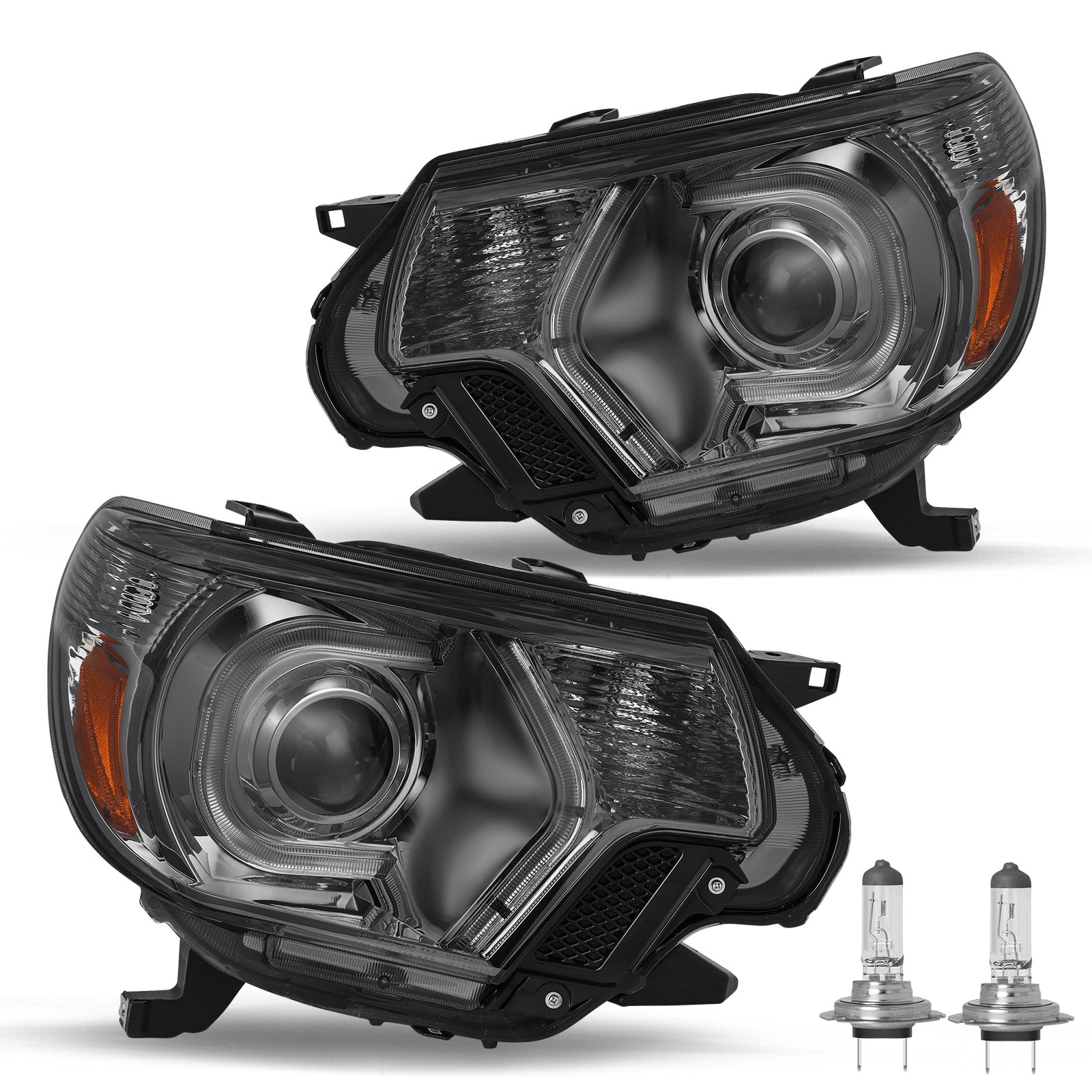 VehicleAid Headlights For 2012-2015 Toyota Tacoma LED DRL Projector Headlamps