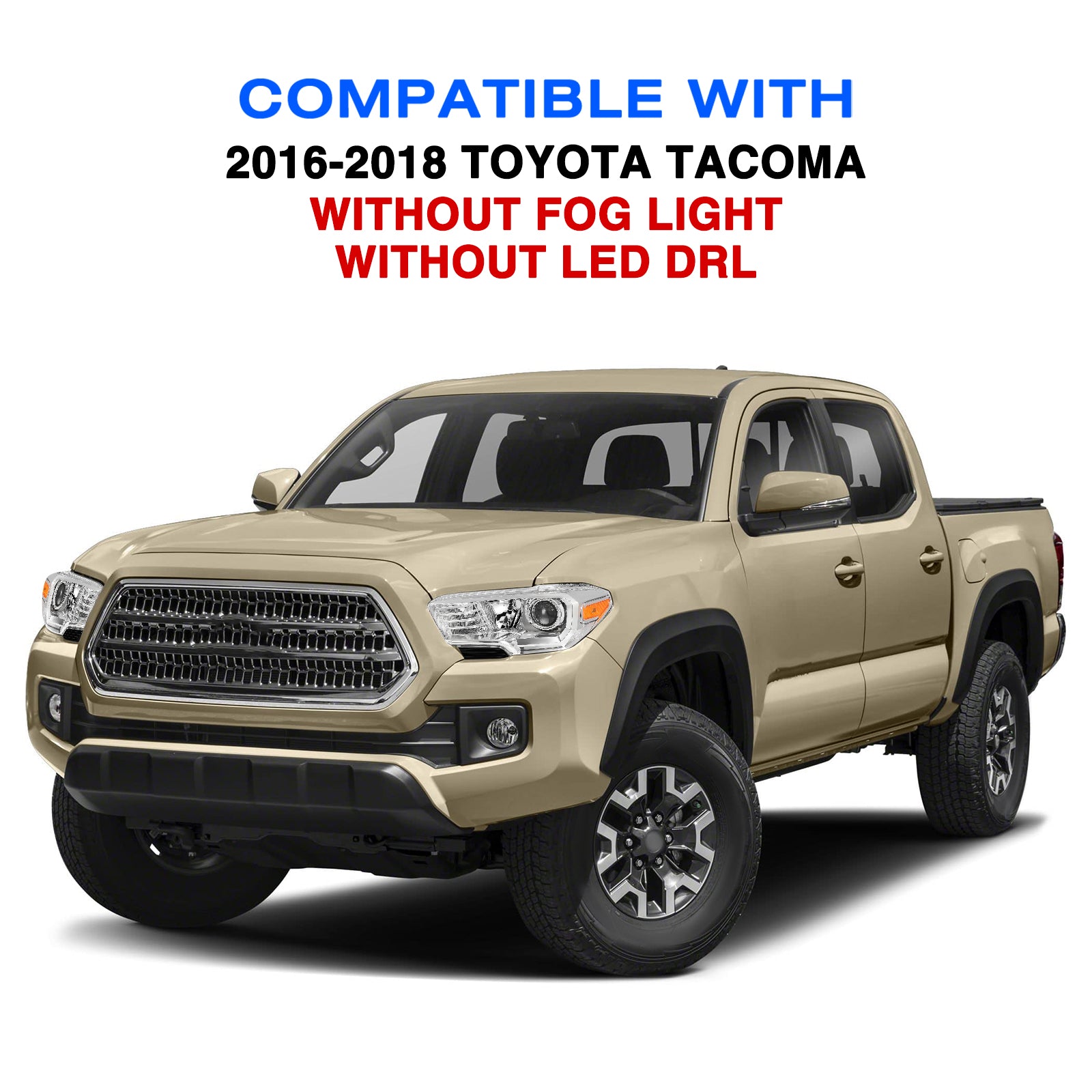 VehicleAid Headlights For 2016-2018 Toyota Tacoma