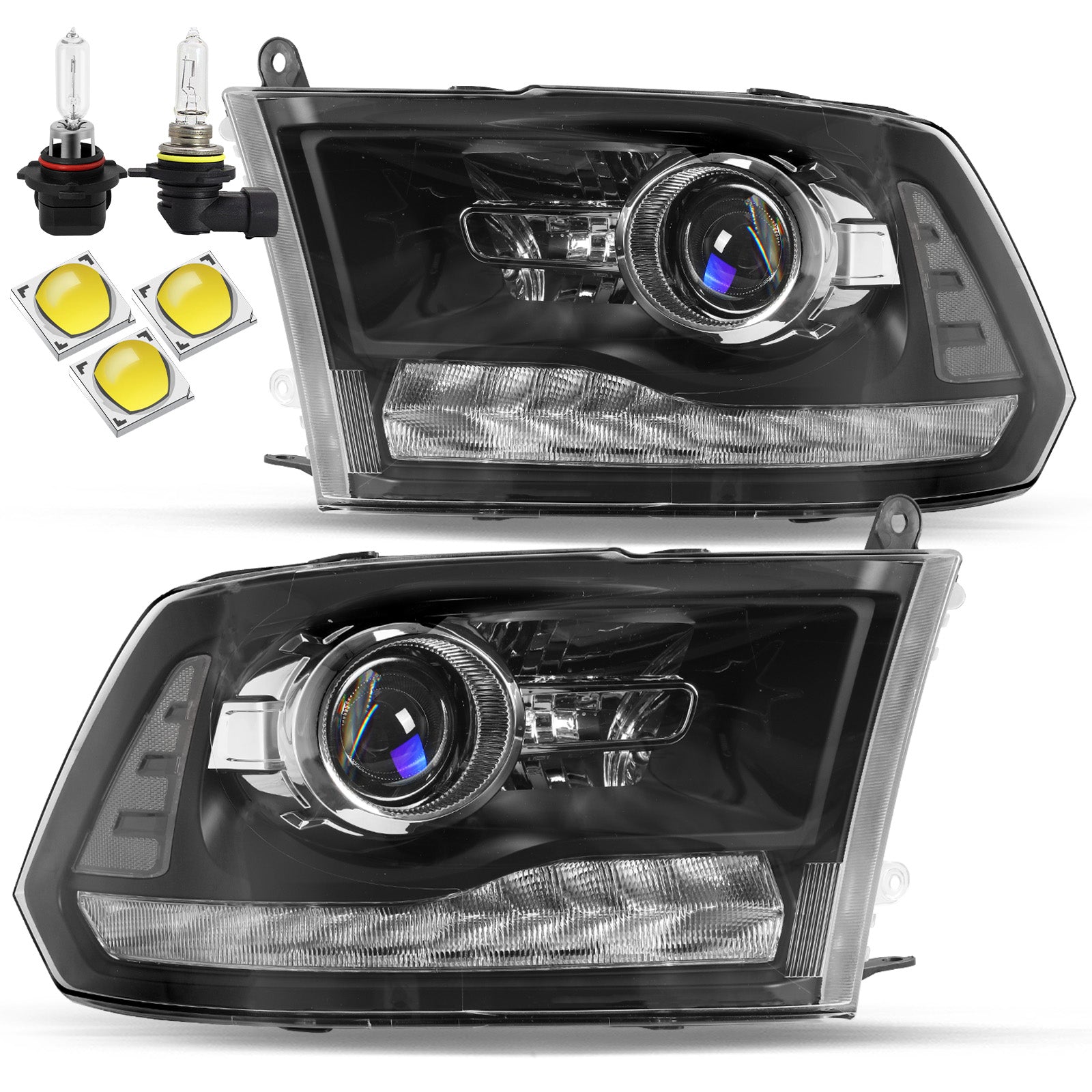 VehicleAid Headlights For 2013-2018 Dodge Ram 1500 2500 3500 9 PIN