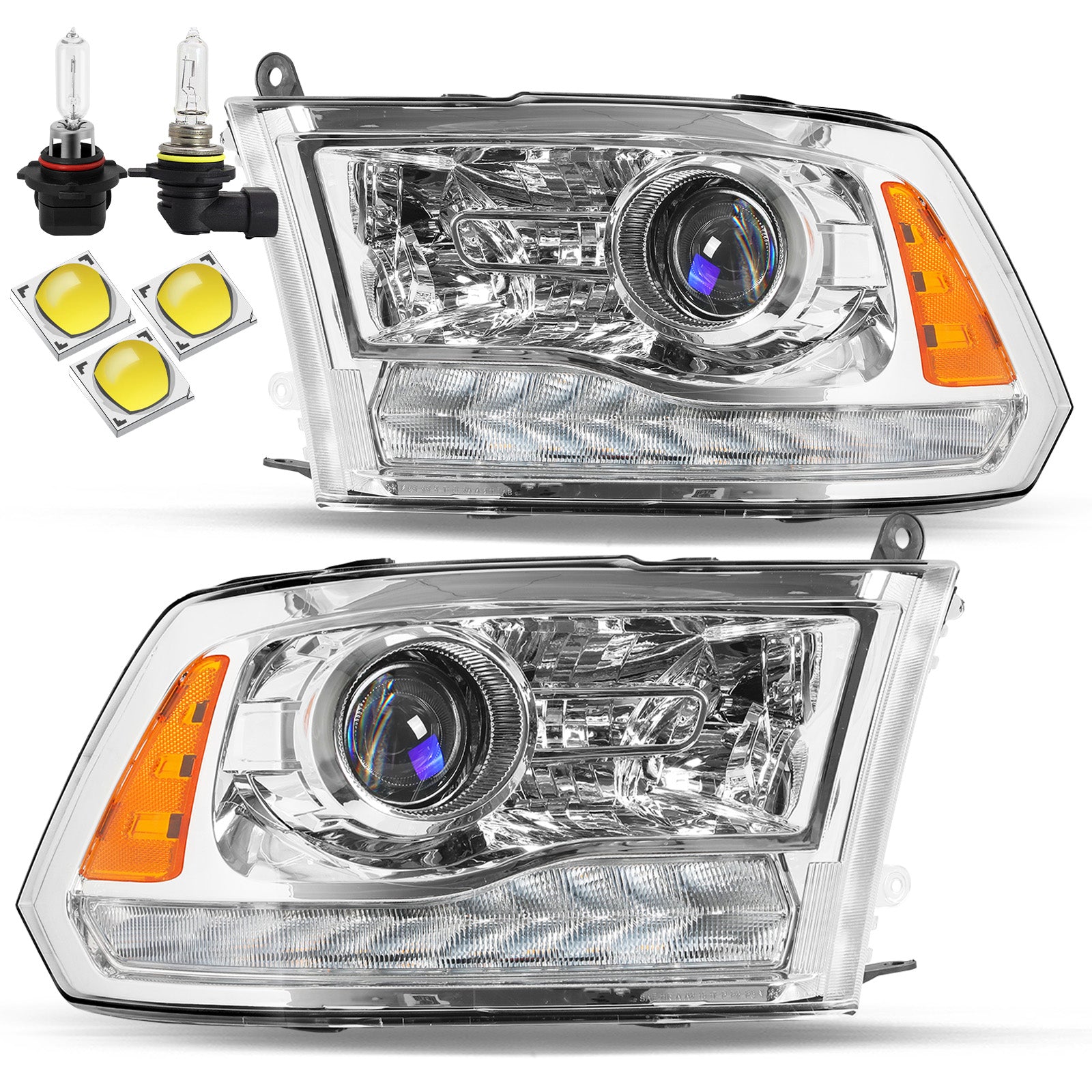 VehicleAid Headlights For 2013-2018 Dodge Ram 1500 2500 3500 9 PIN