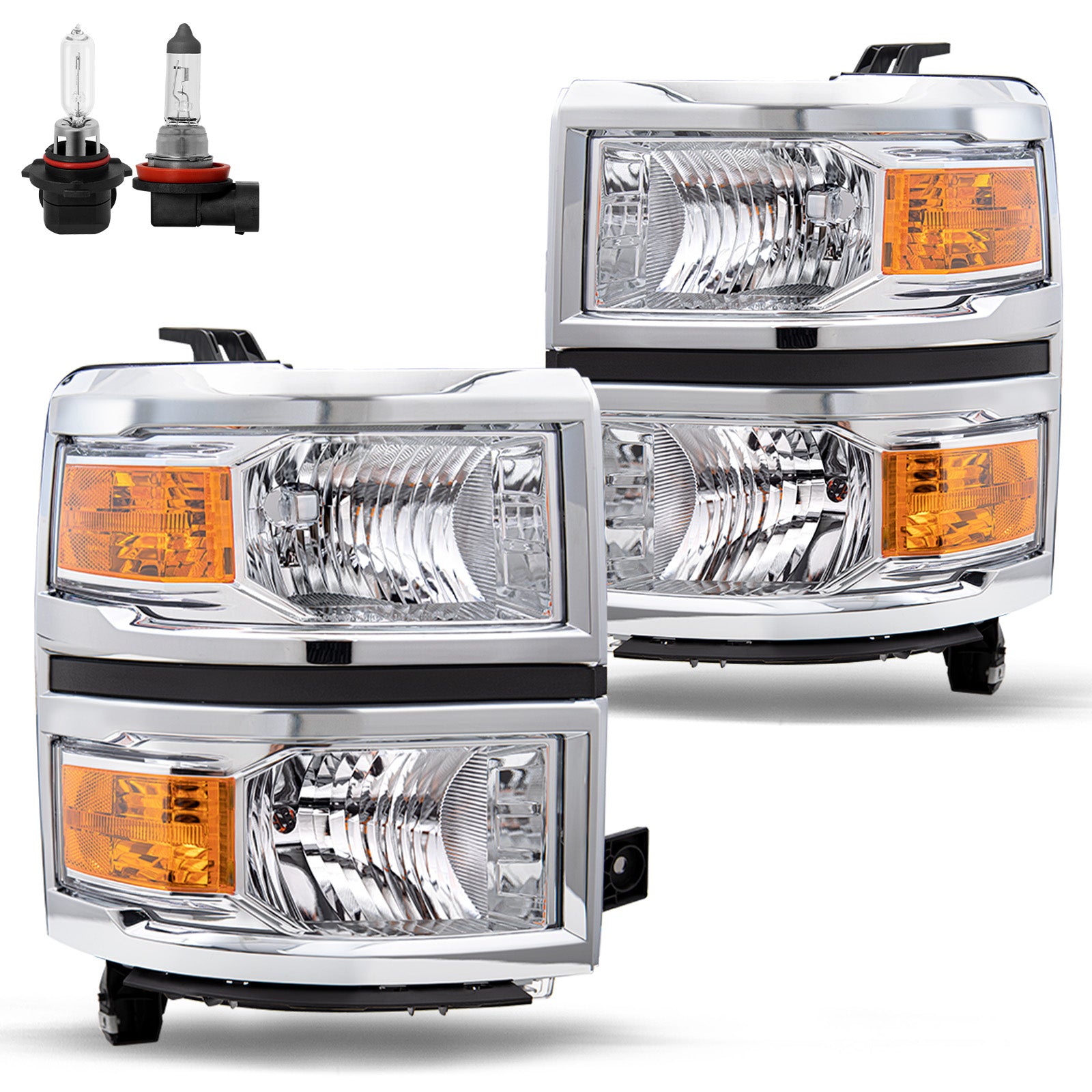 VehicleAid Headlights For 2014-2015 Chevy Silverado 1500 Pickup Truck